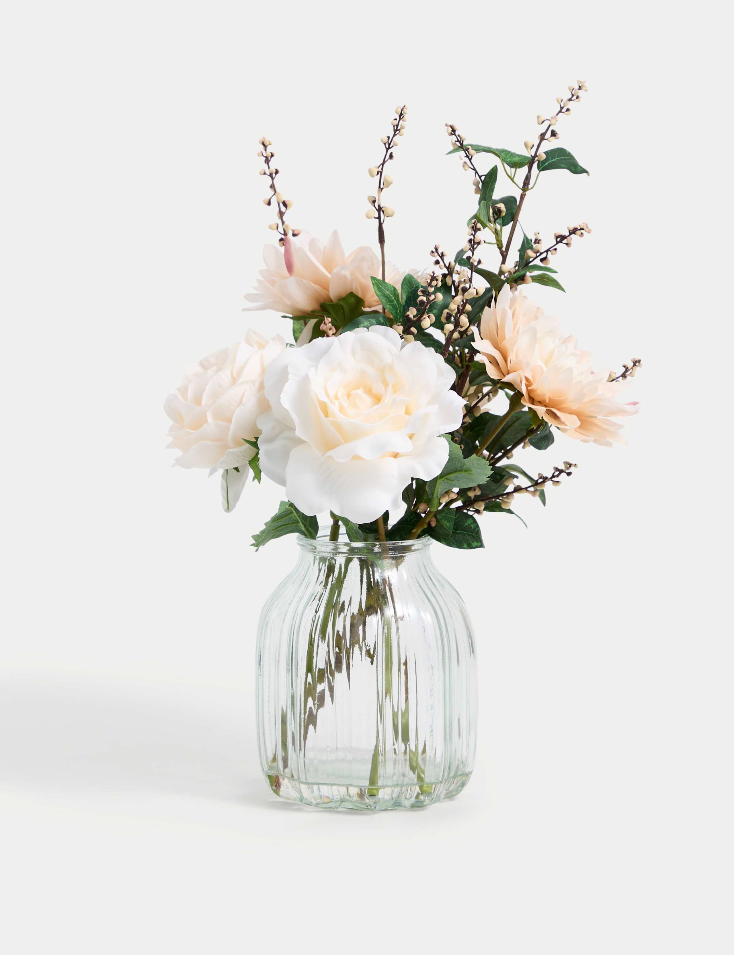 Artificial Bouquet in Glass Vase
