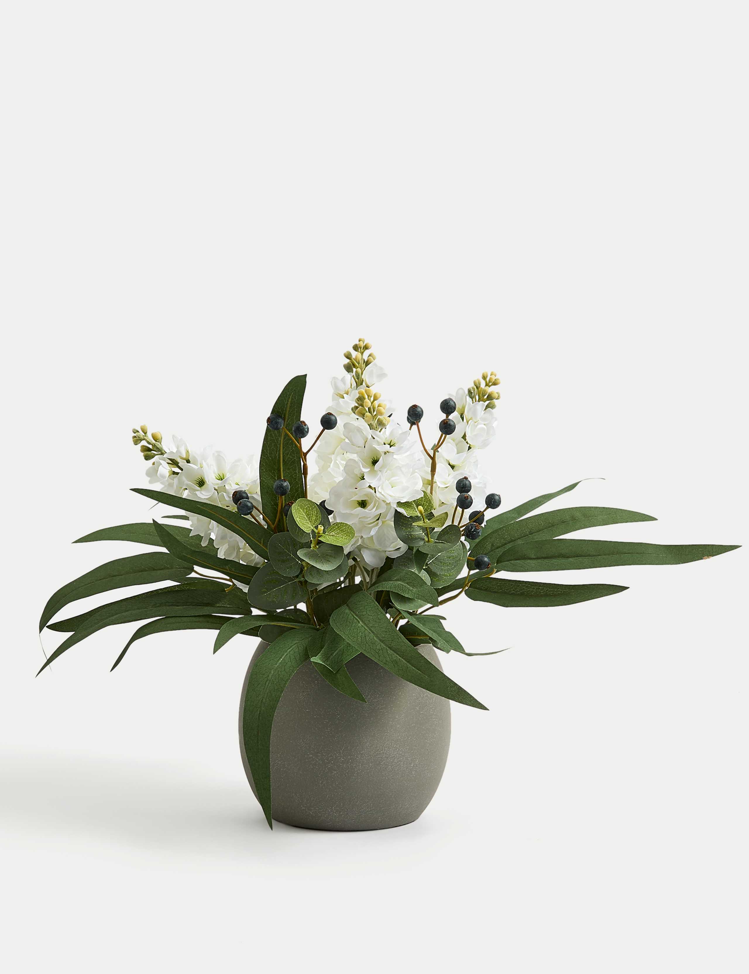 Artificial Hyacinth Arrangement in Concrete Pot