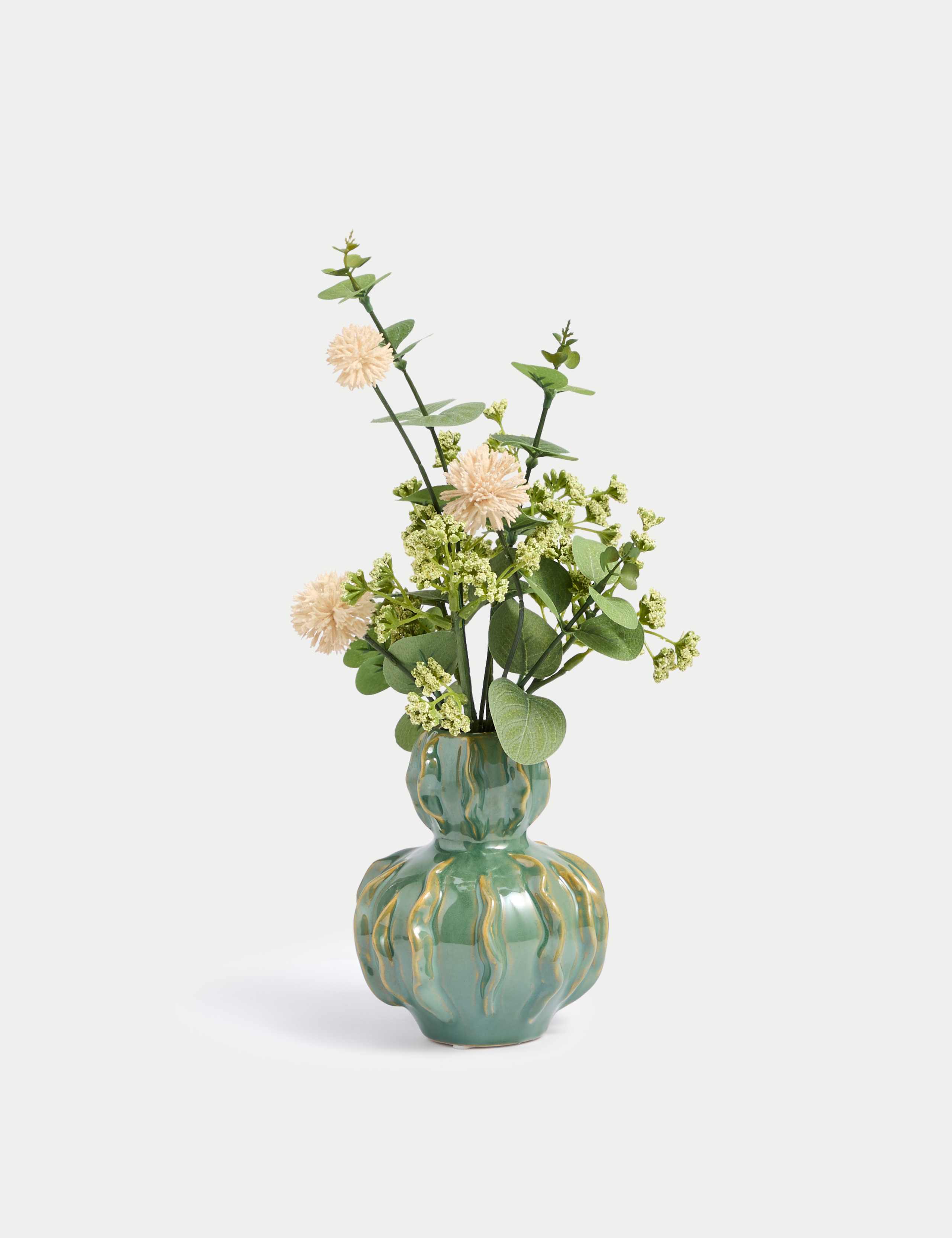 Artificial Floral Arrangement in Glazed Vase