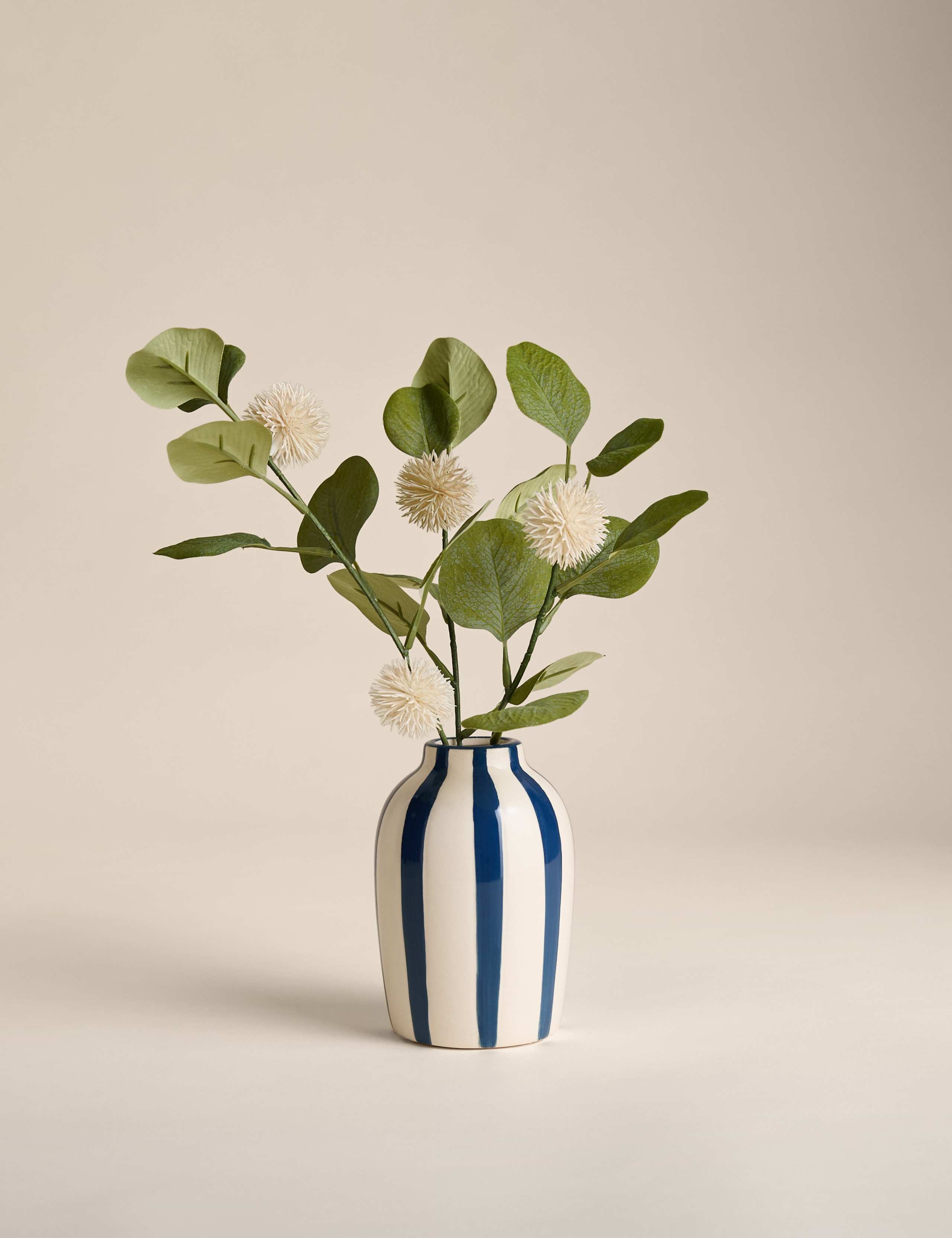 Artificial Pom Pom Flower in Ceramic Vase