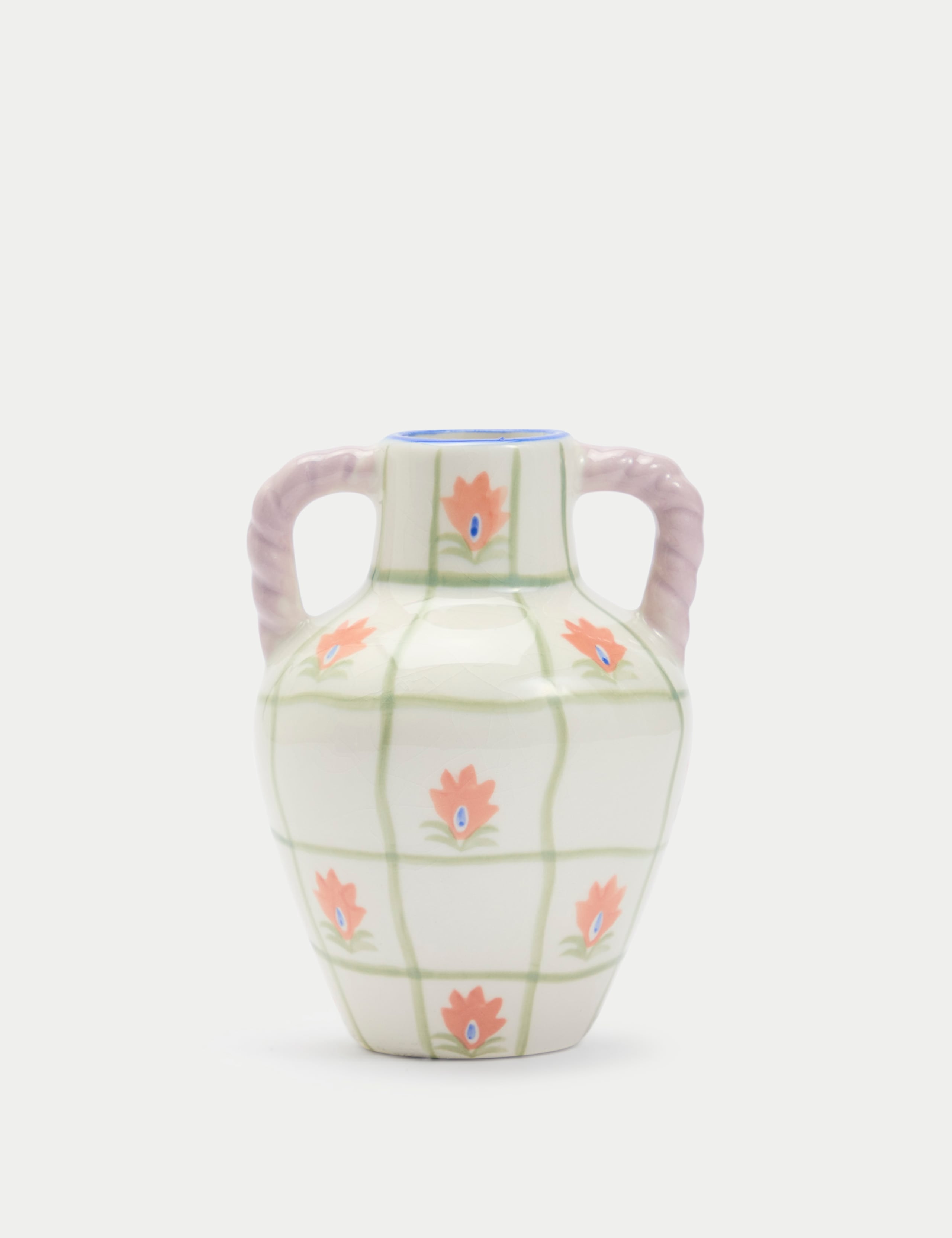 Small Floral Glazed Ceramic Bottle Vase