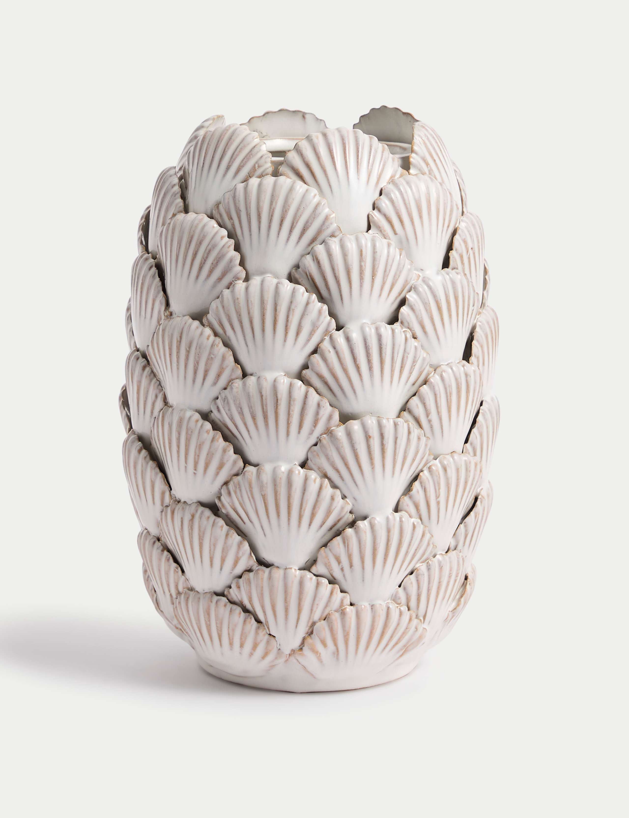 Medium Shell Textured Ceramic Vase