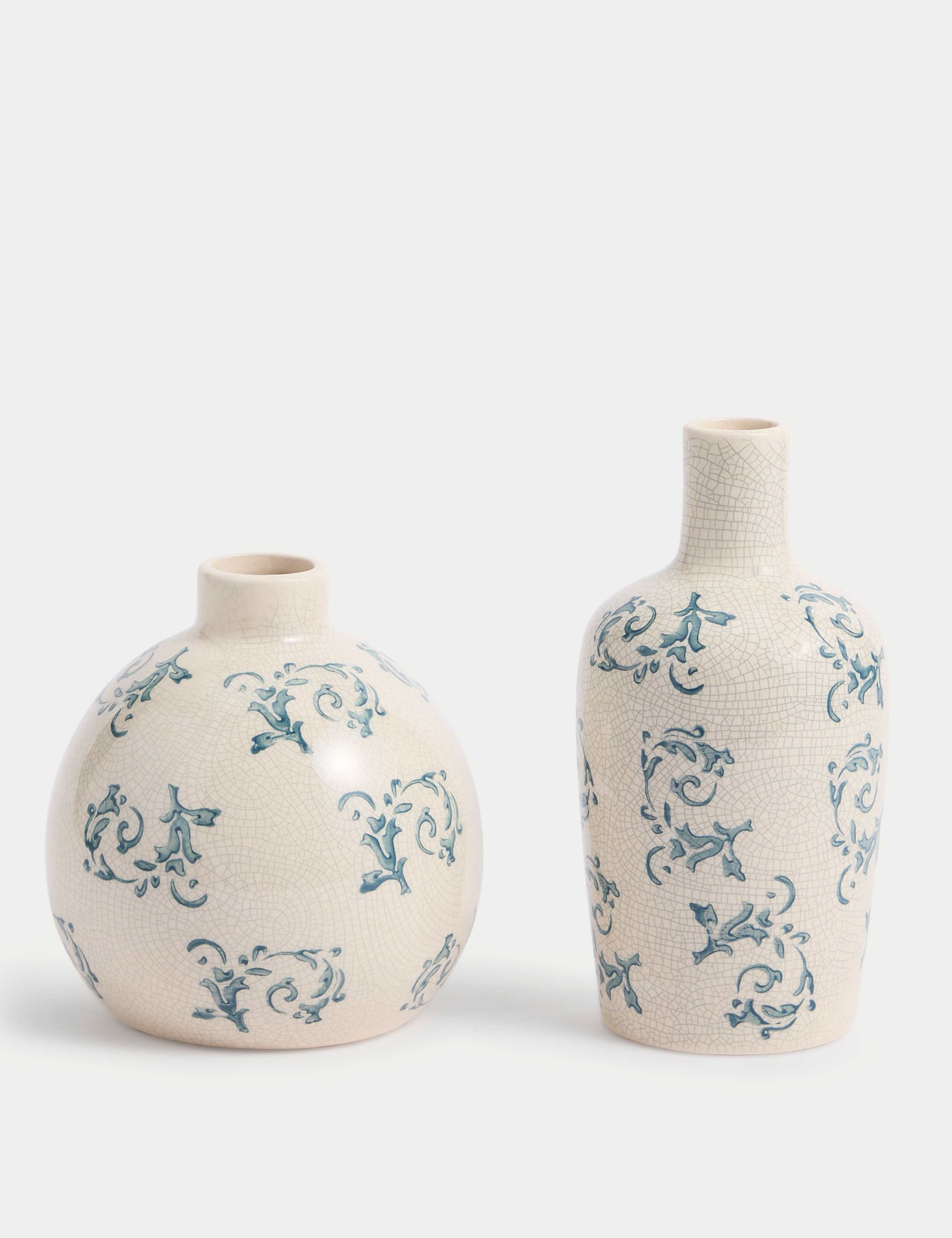 Set of 2 Floral Ceramic Bud Vases