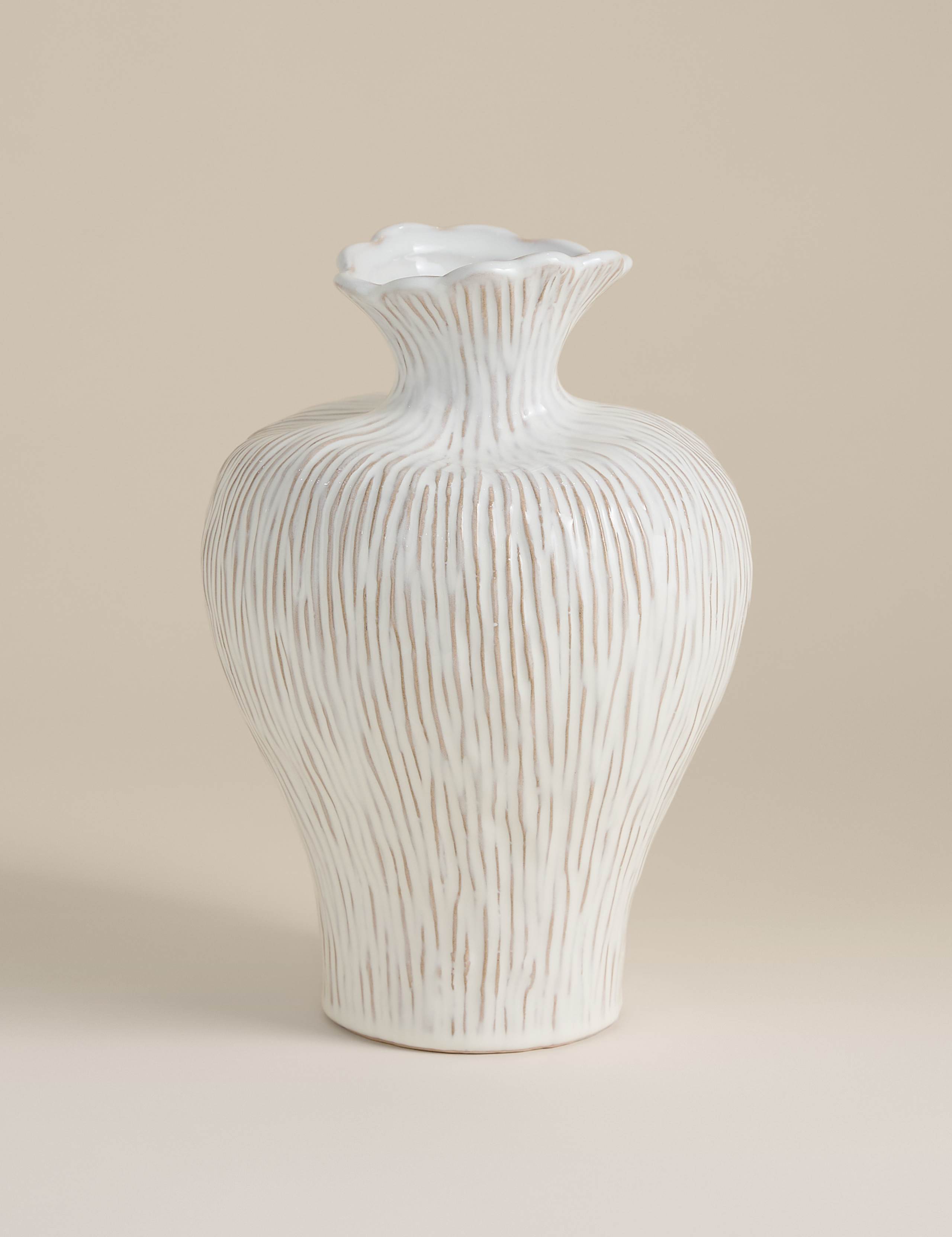 Ridged Organic Ceramic Vase