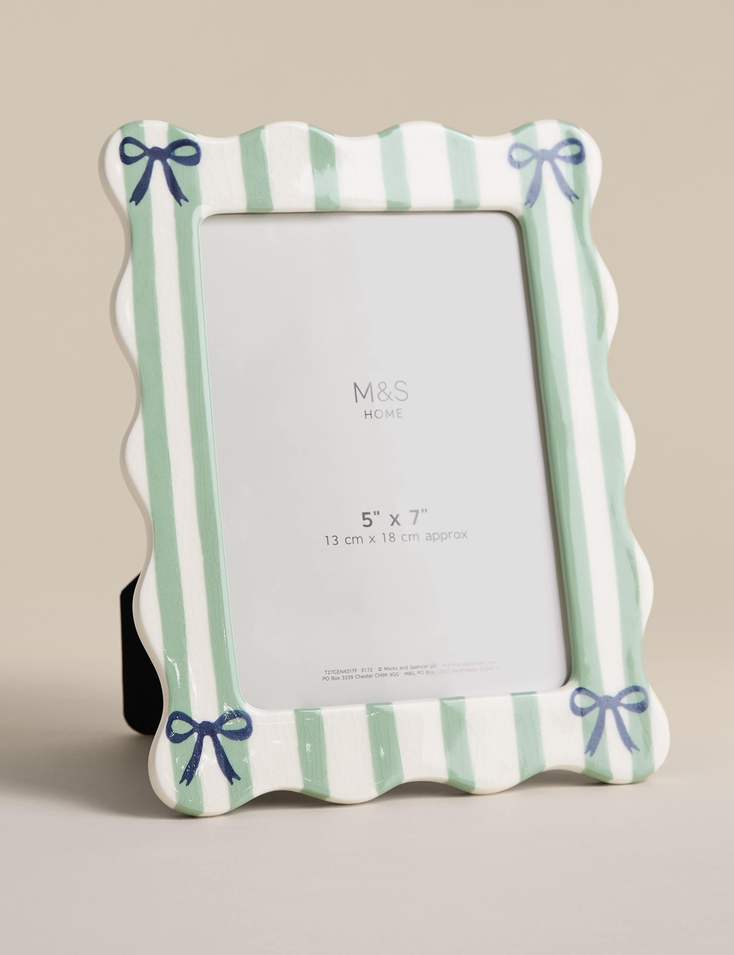 Ceramic Striped Bow Photo Frame 5x7 inch