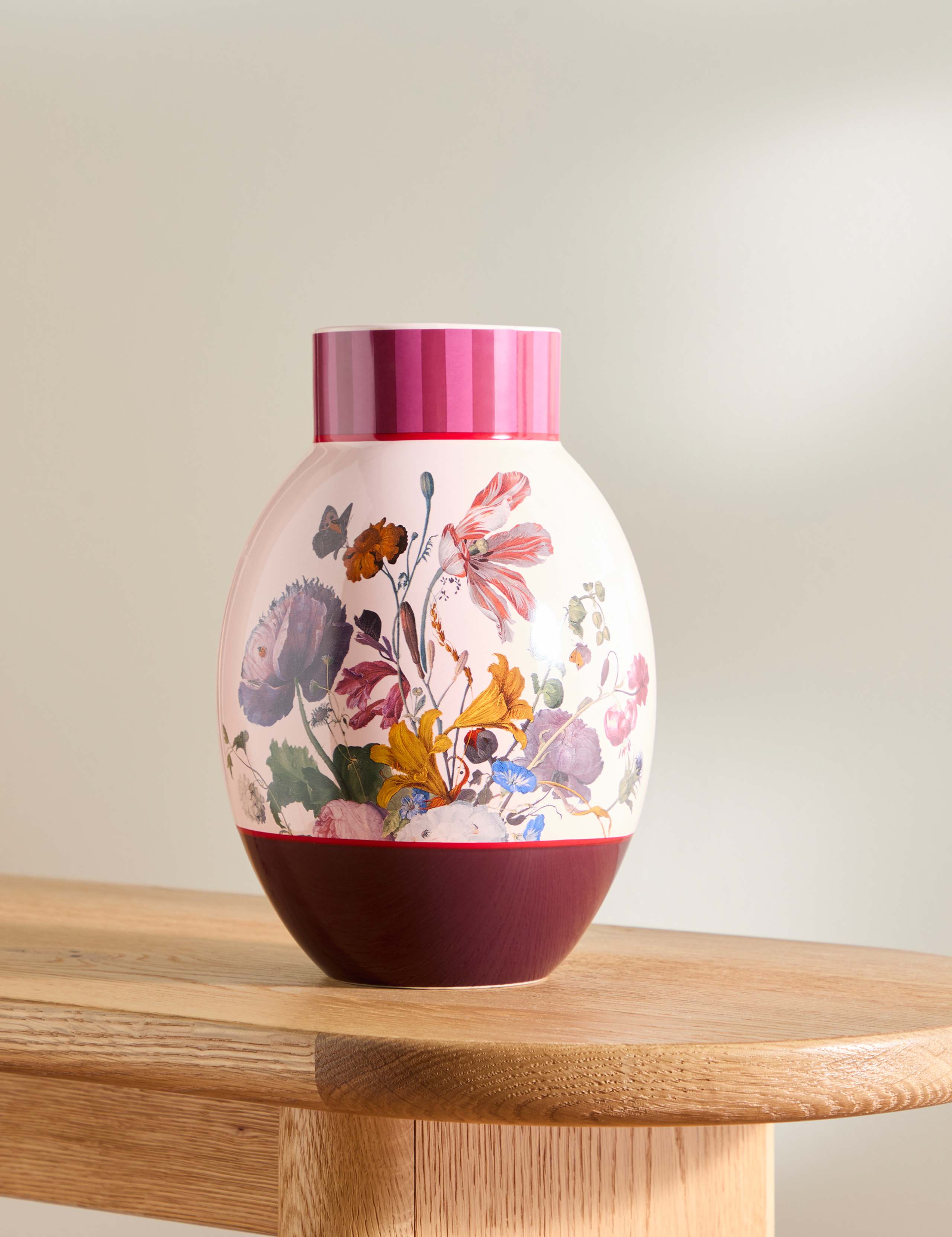 Medium Floral Ceramic Round Vase