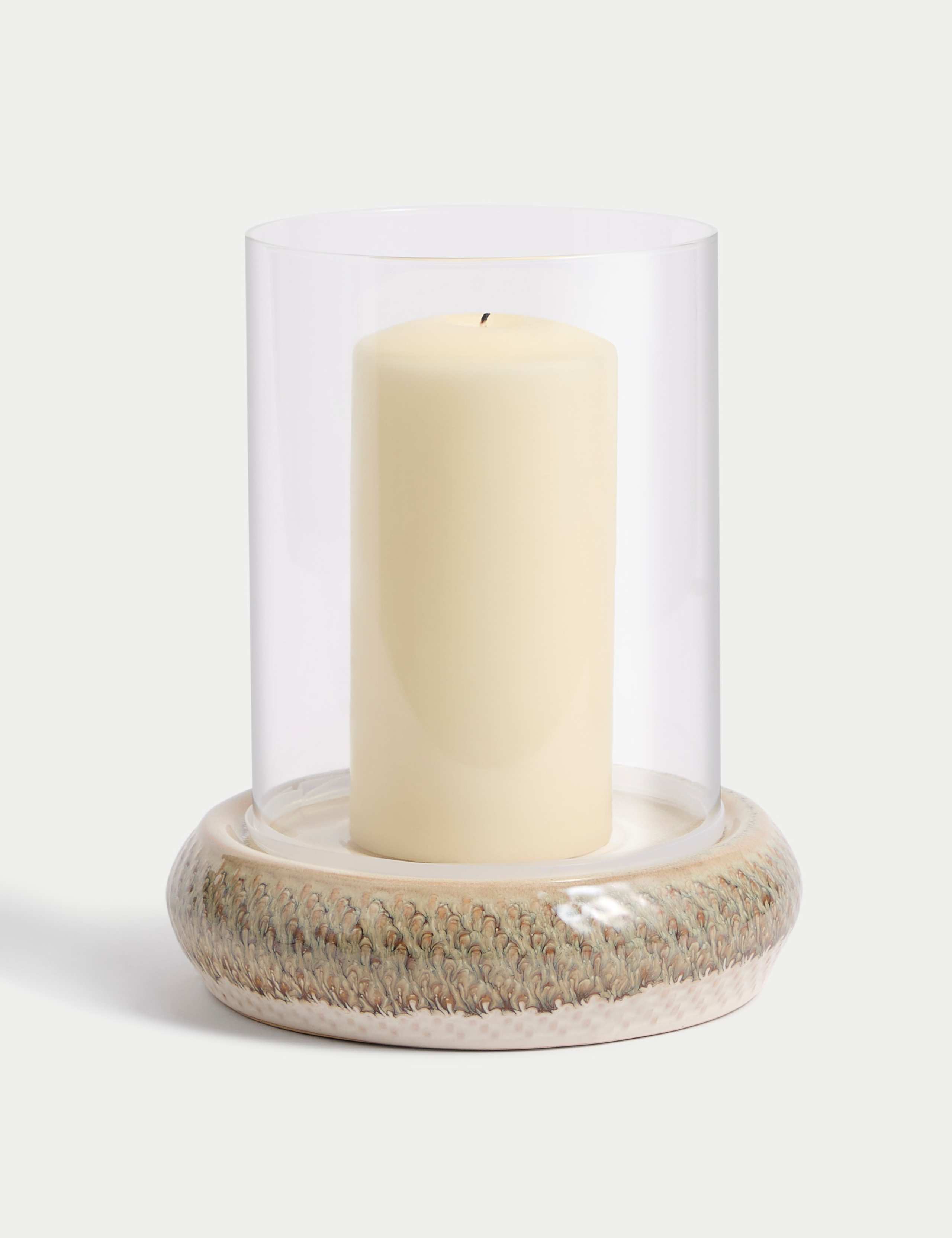 Glazed Drip Ceramic Hurricane Candle Holder