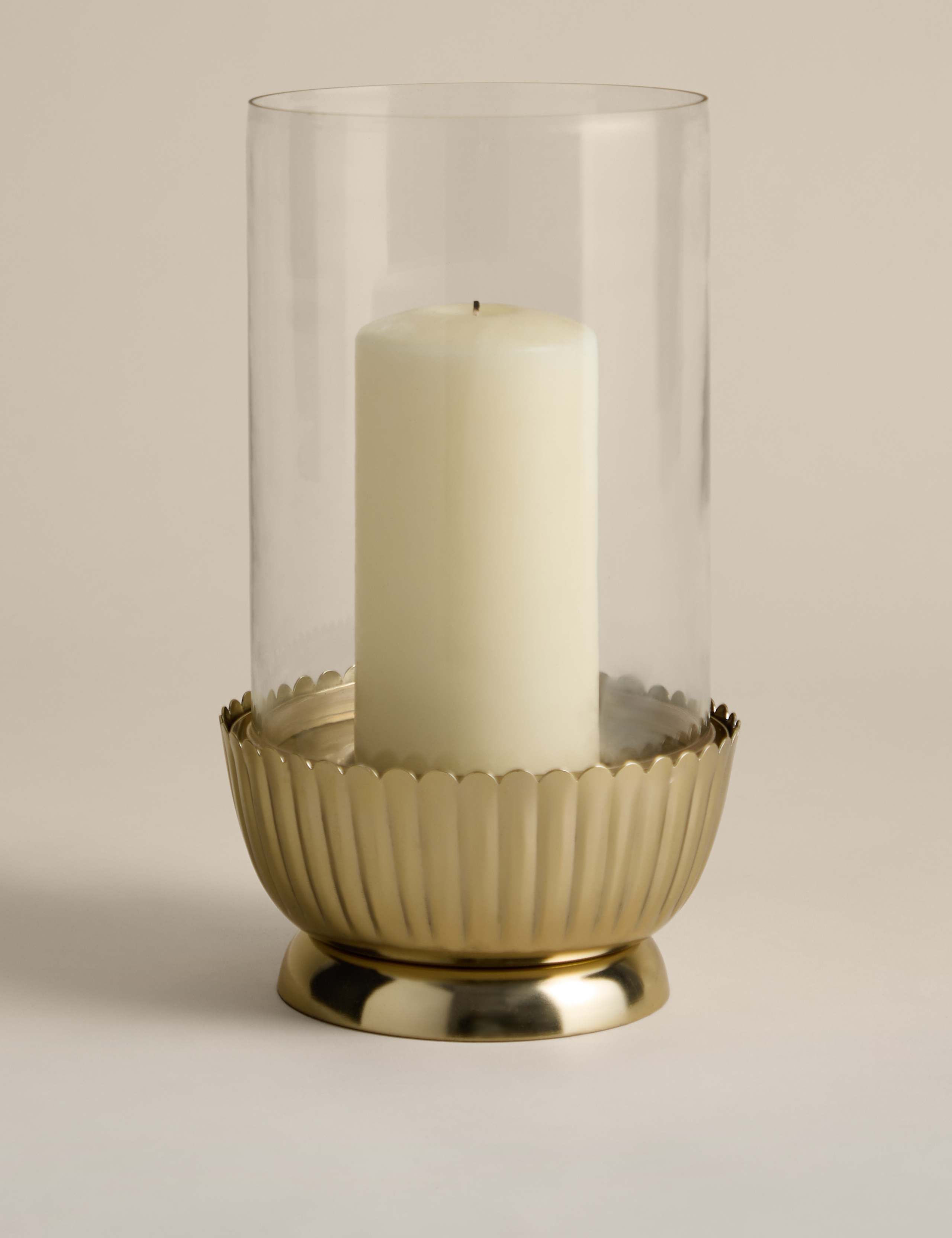 Scallop Metal Hurricane Candle Holder
