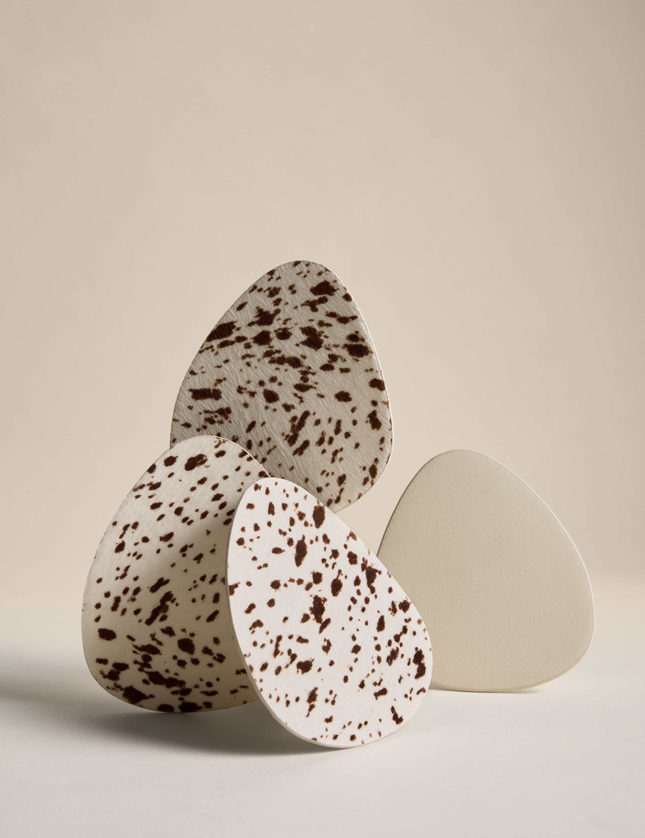 Set of 4 Leather Cowhide Coasters