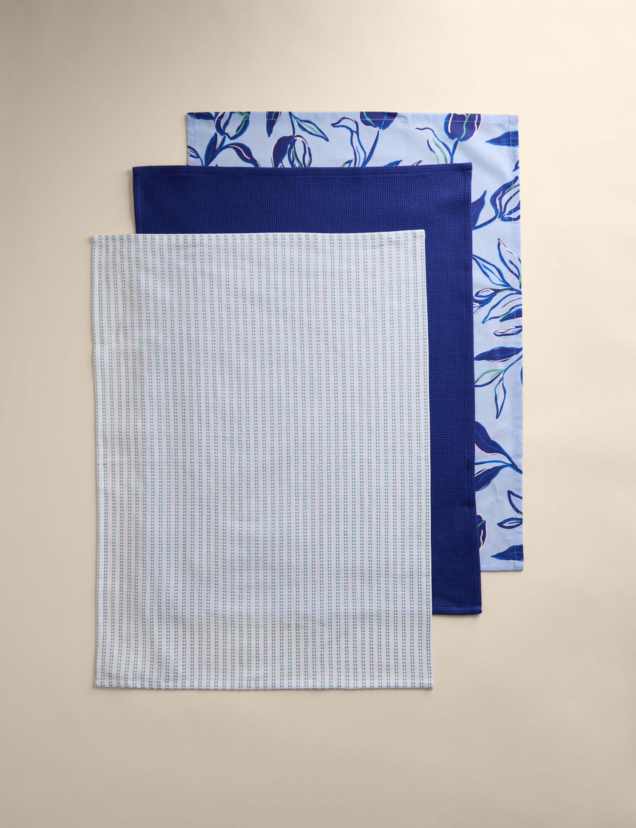 Set of 3 Pure Cotton Waffle Tea Towels