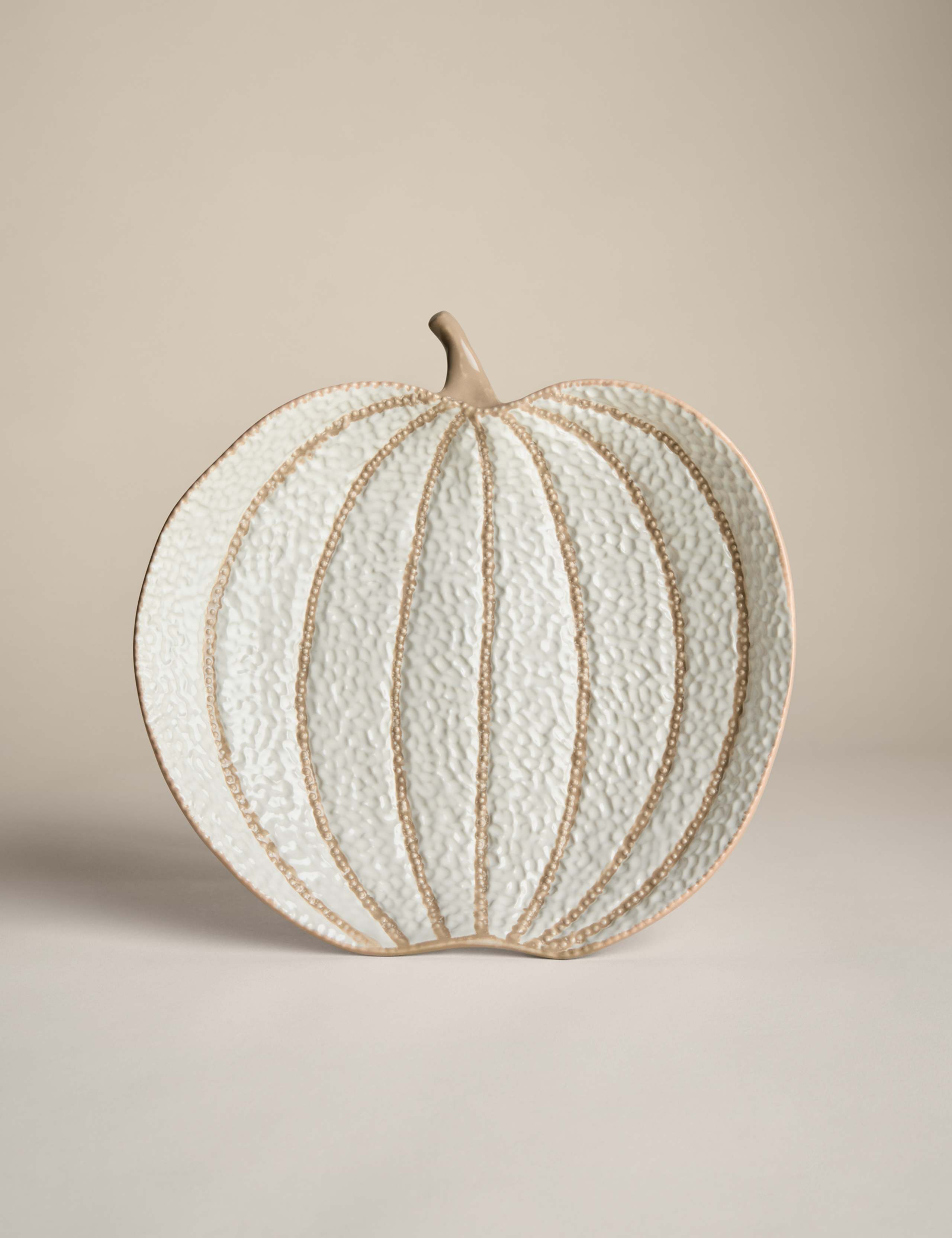 Textured Stoneware Pumpkin Platter