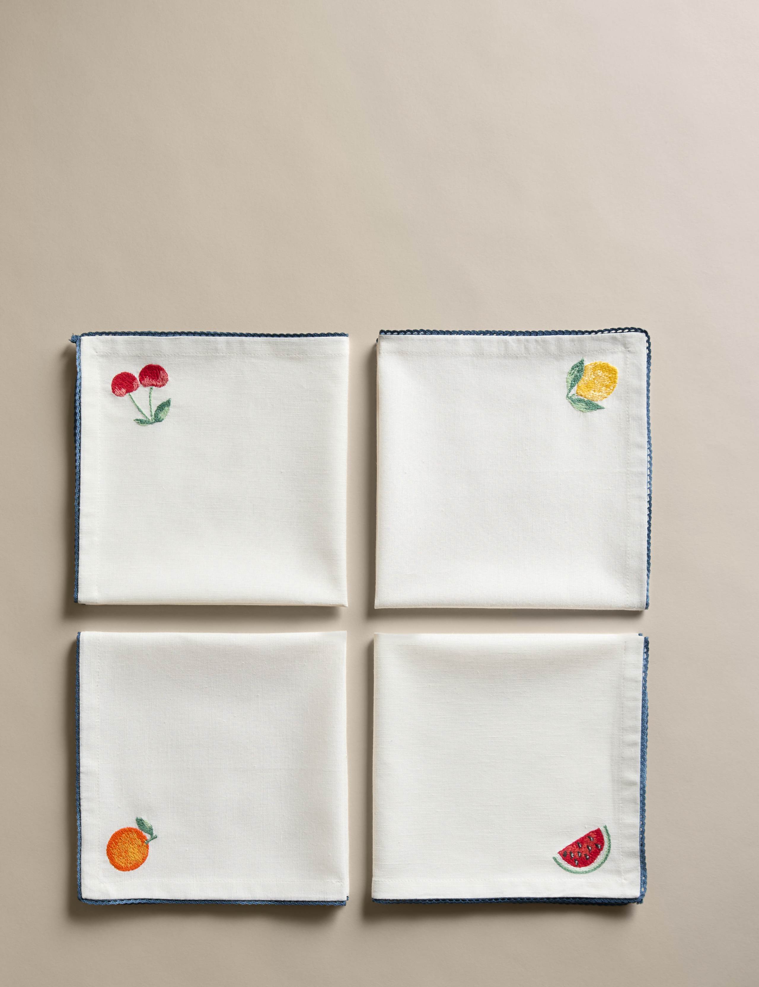 Set of 4 Cotton with Linen Fruit Napkins