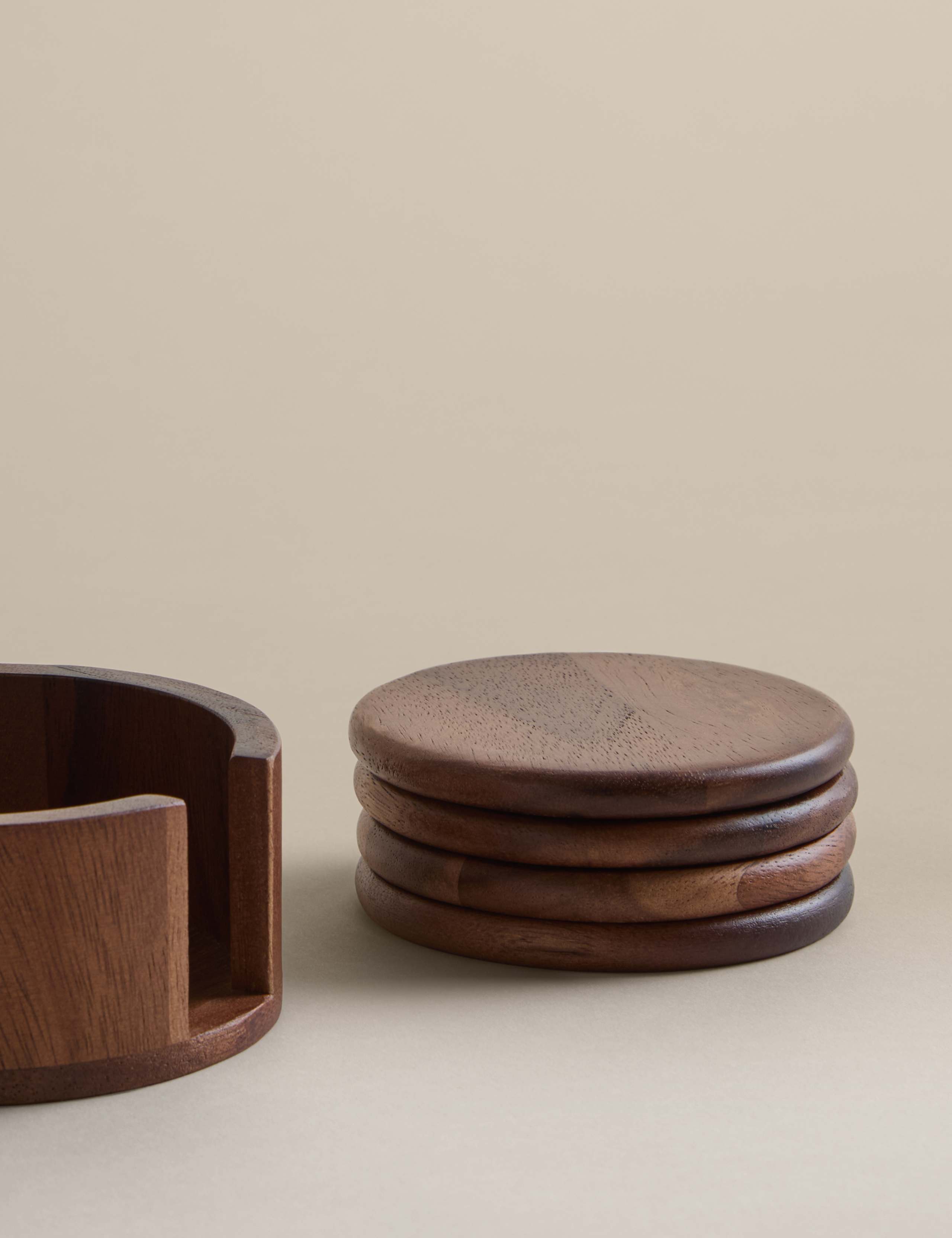 Set of 4 Wooden Round Coasters