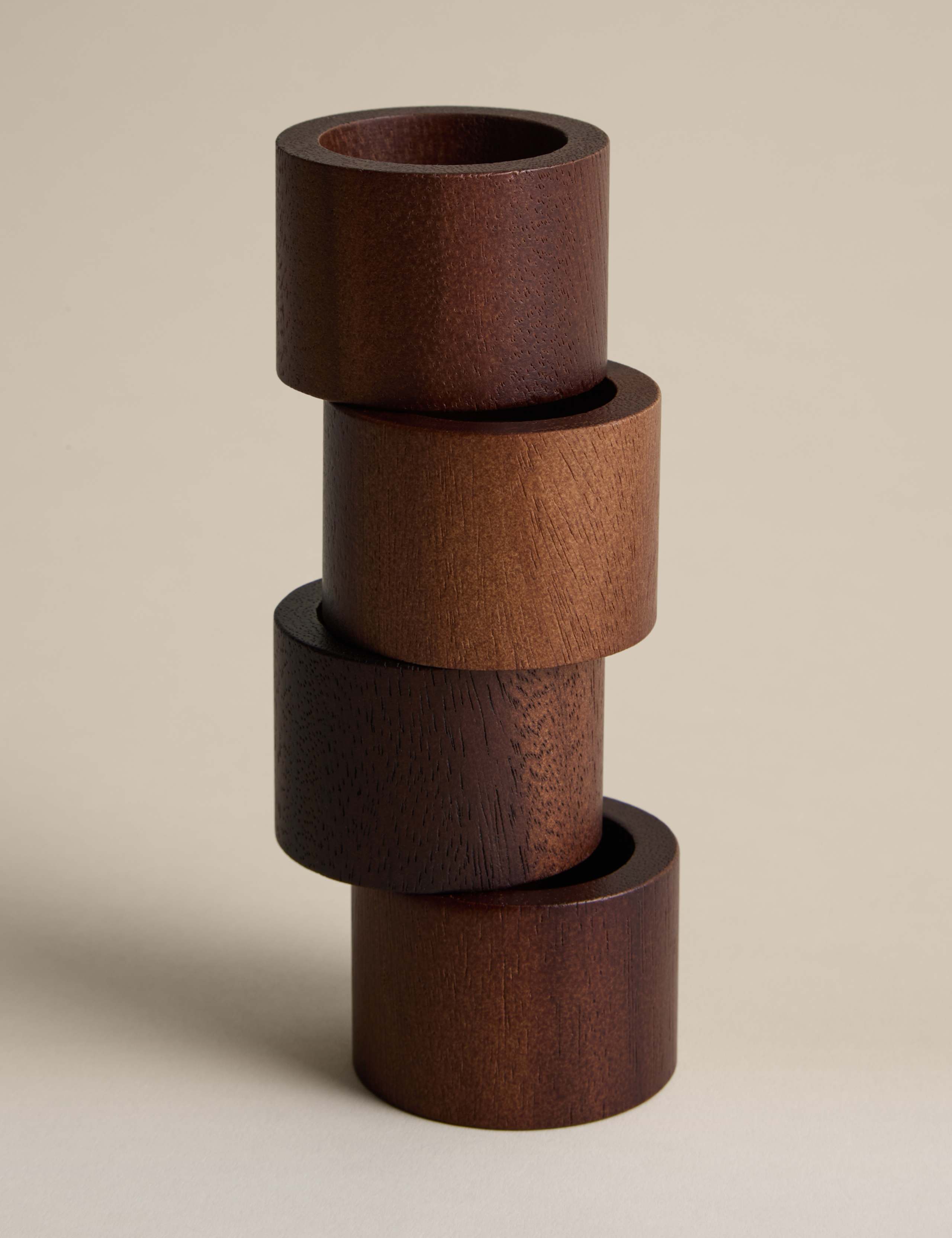 4 Pack Acacia Wood Napkin Rings