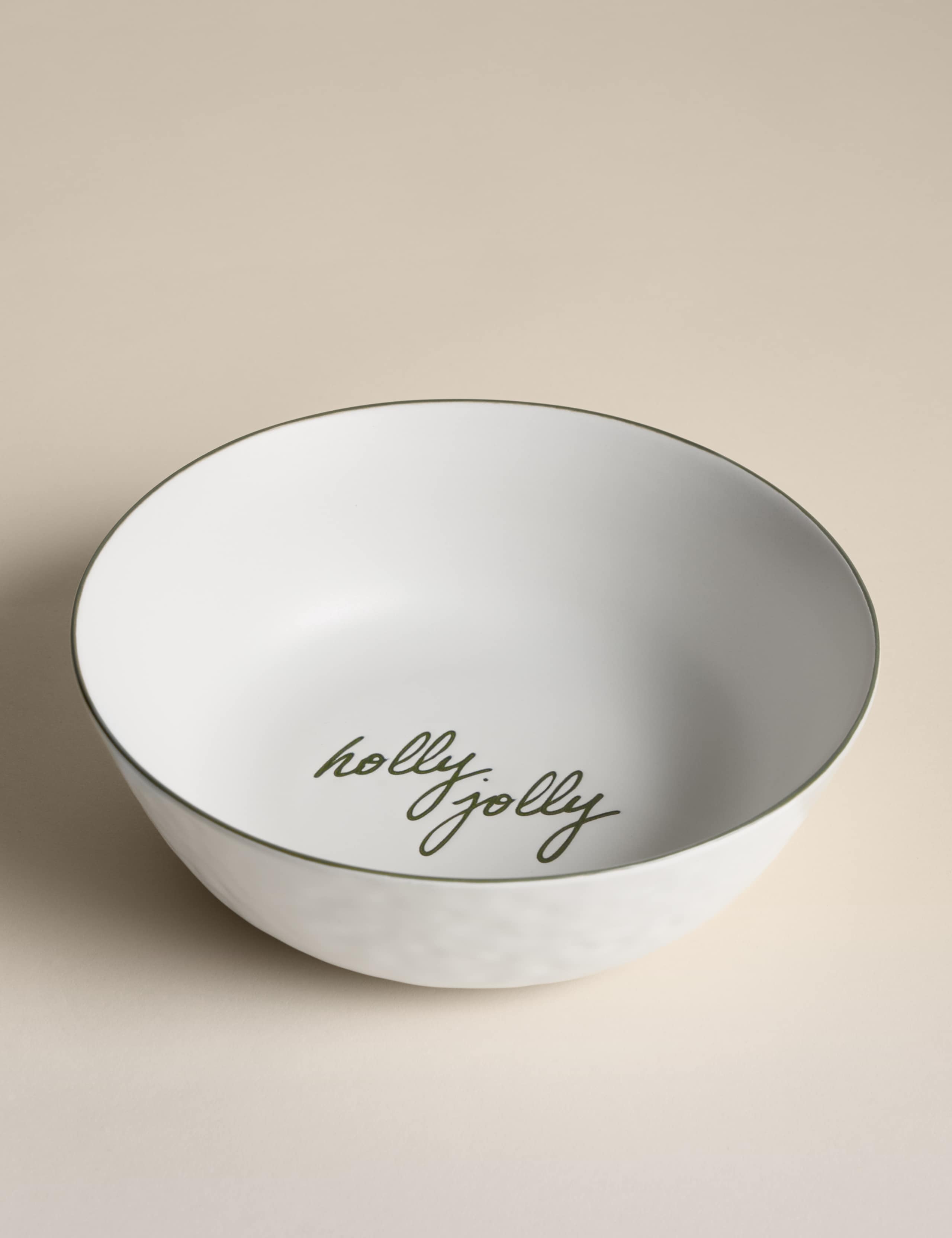 Ceramic Christmas Slogan Round Serving Bowl