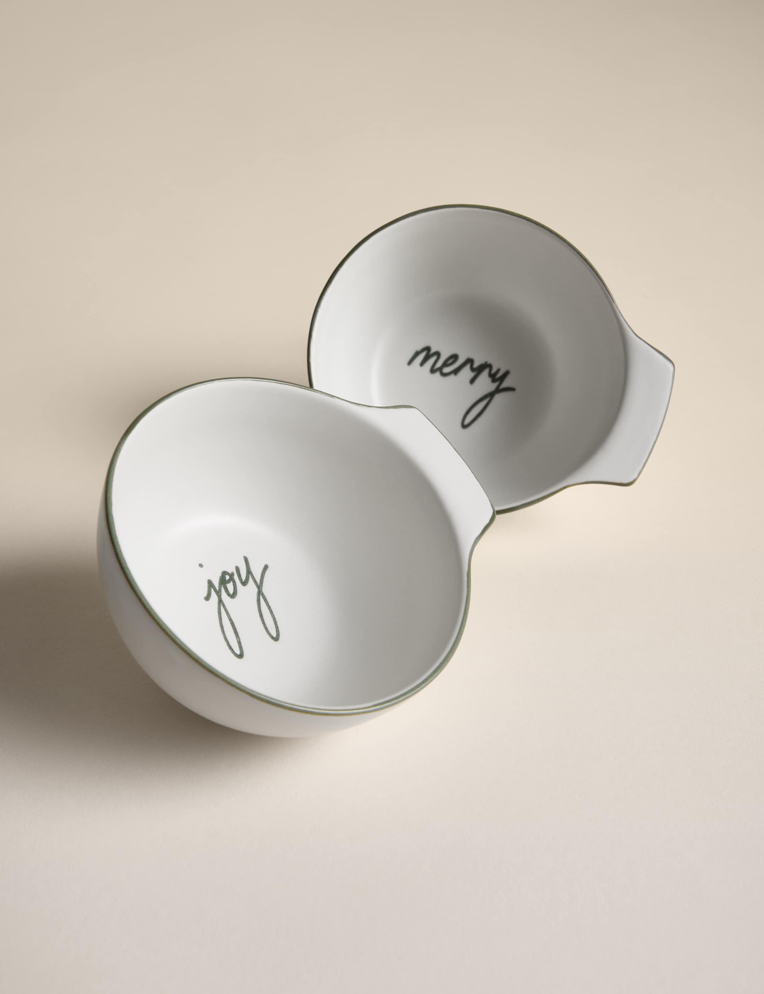 Set of 2 Christmas Slogan Round Nibble Bowls