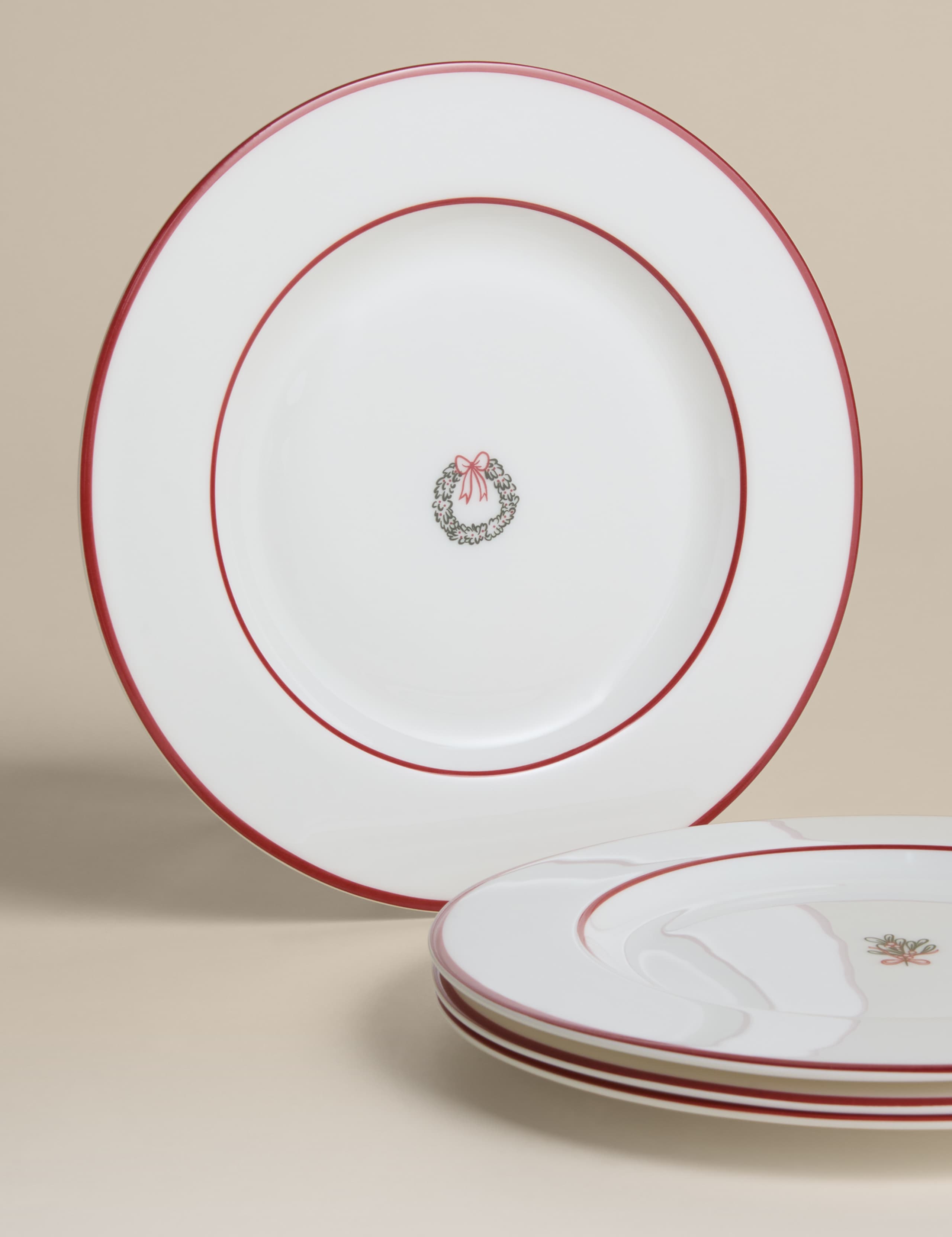 Set of 4 Christmas Bone China Side Plates