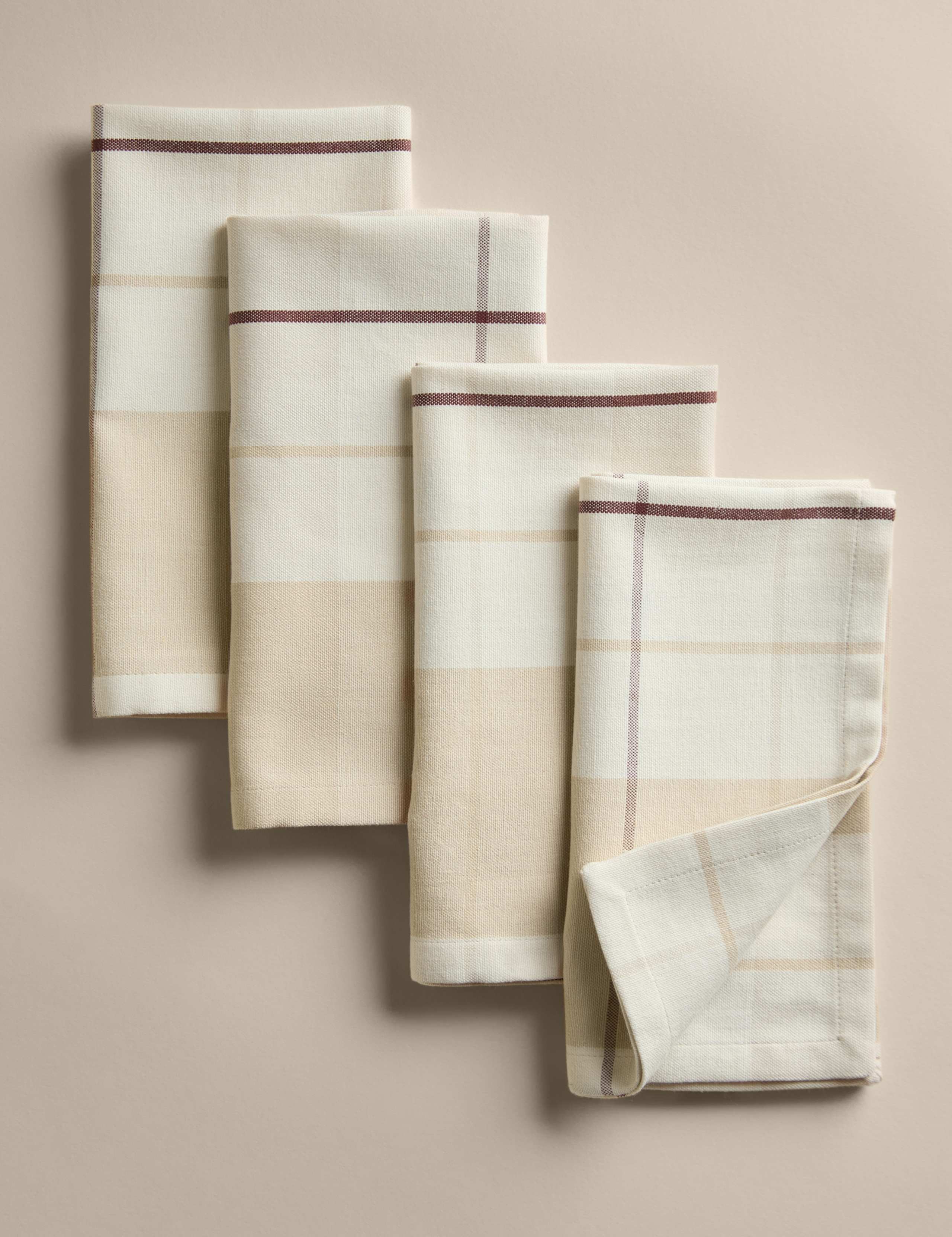 4pk Cotton Rich Checked Napkins