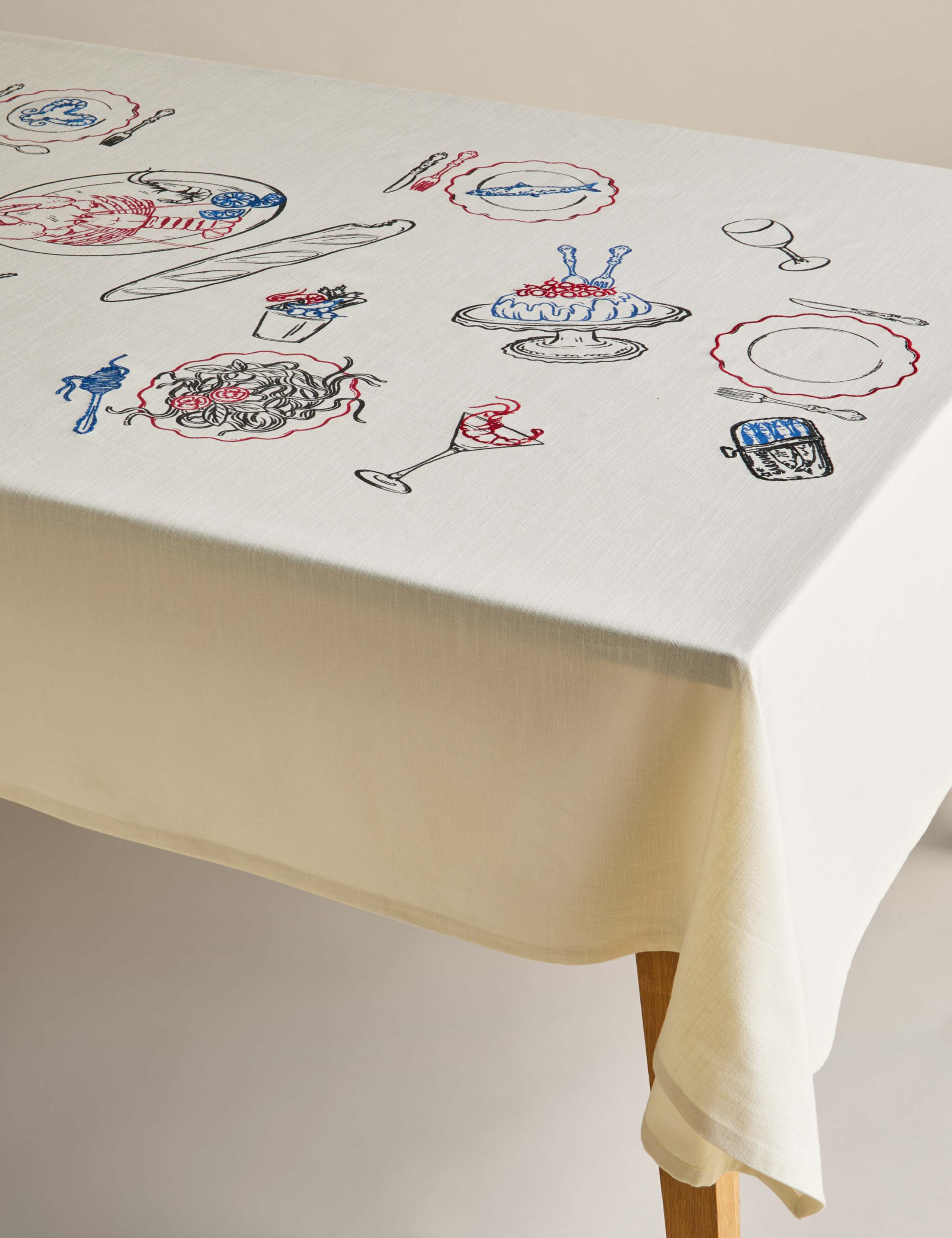 Pure Cotton Bistro Embroidered Tablecloth