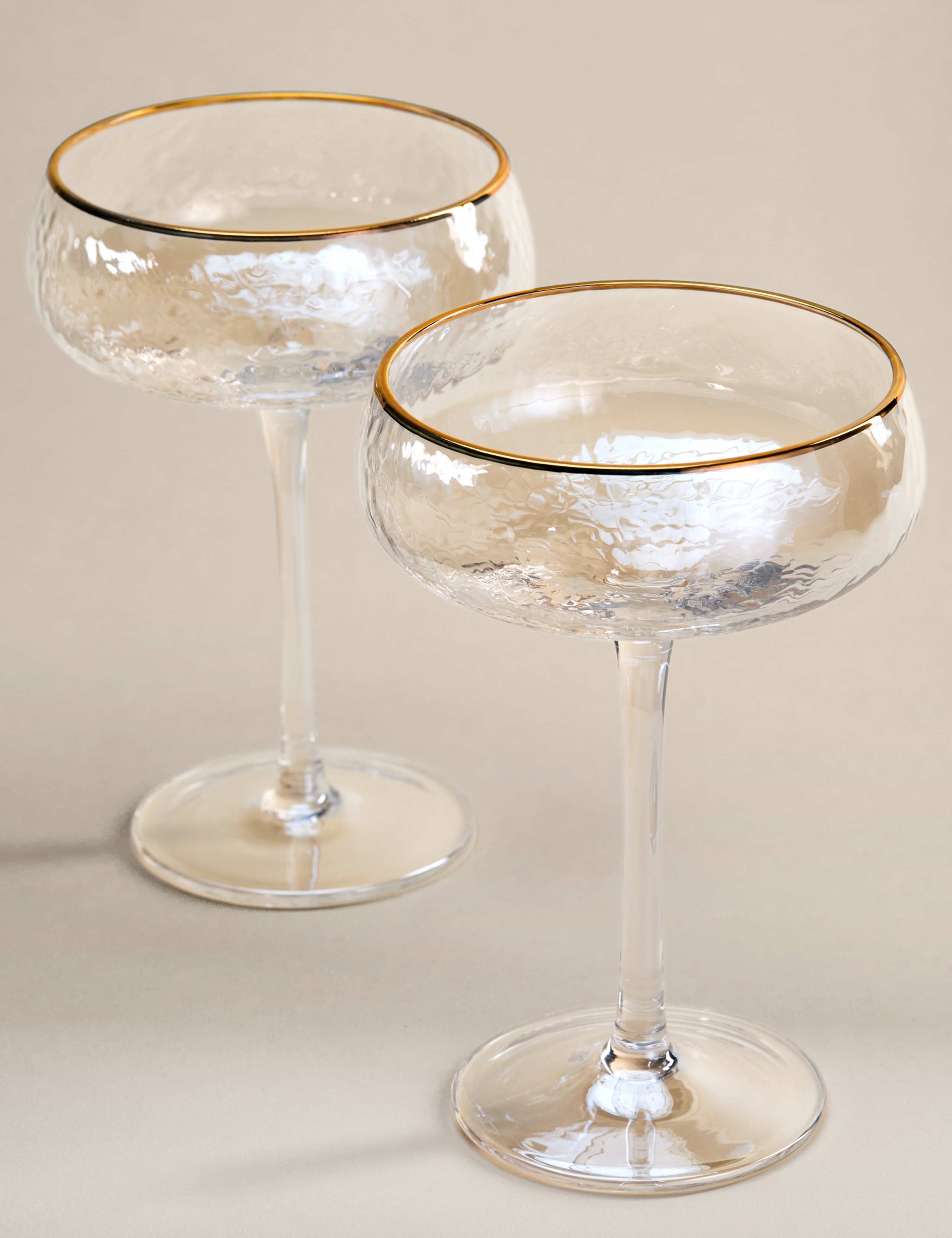 Set of 2 Hammered Lustre Coupe Glasses