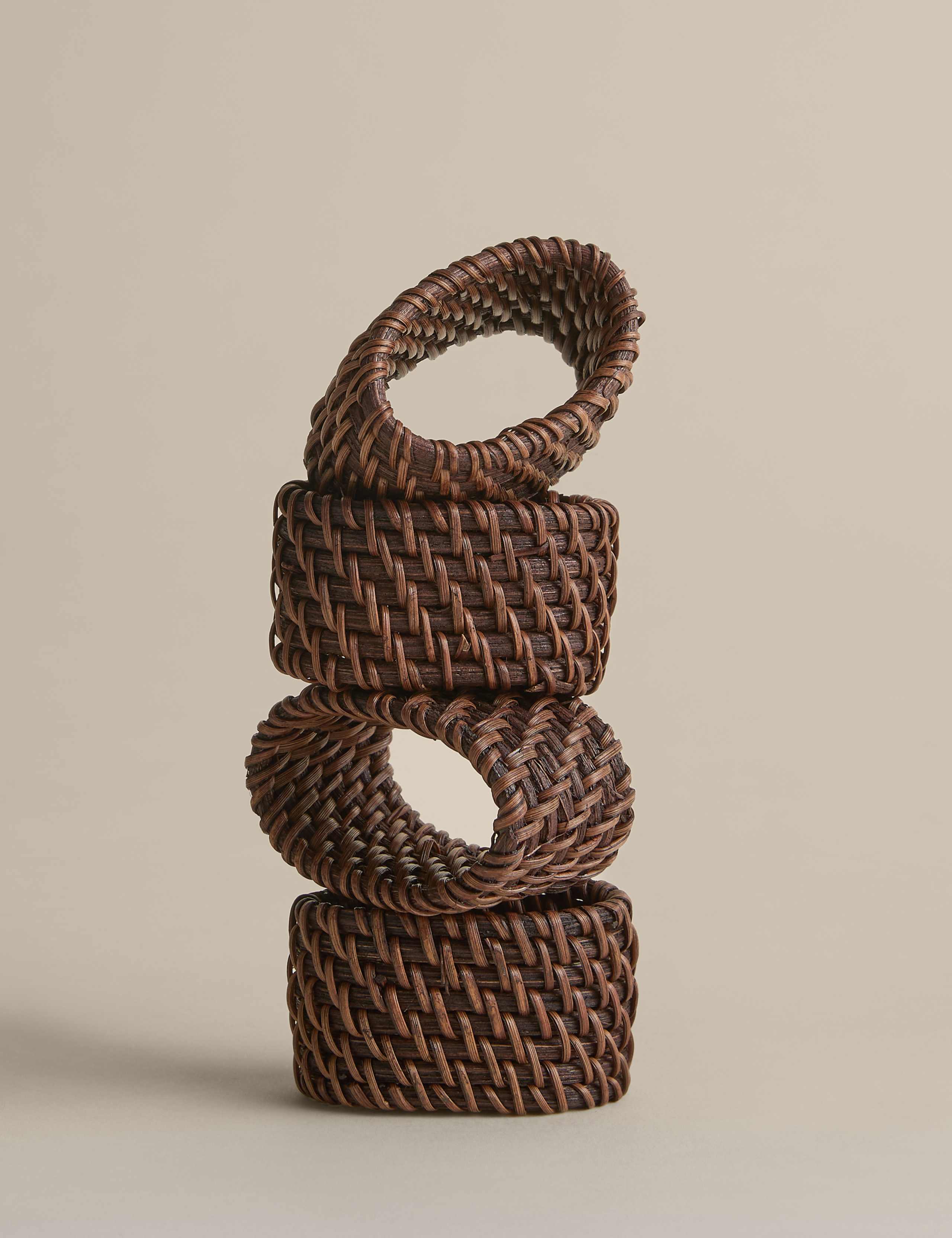 Set of 4 Rattan Oval Napkin Rings