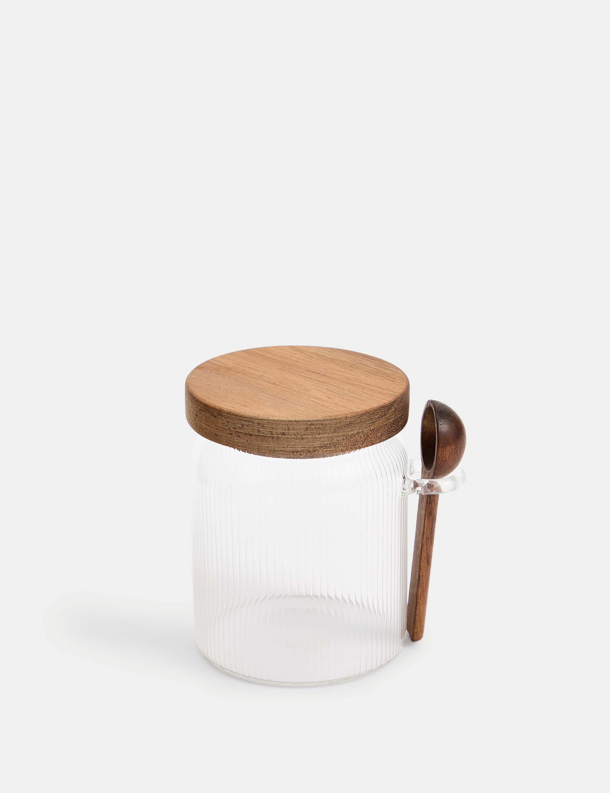 Ribbed Glass Sugar Pot