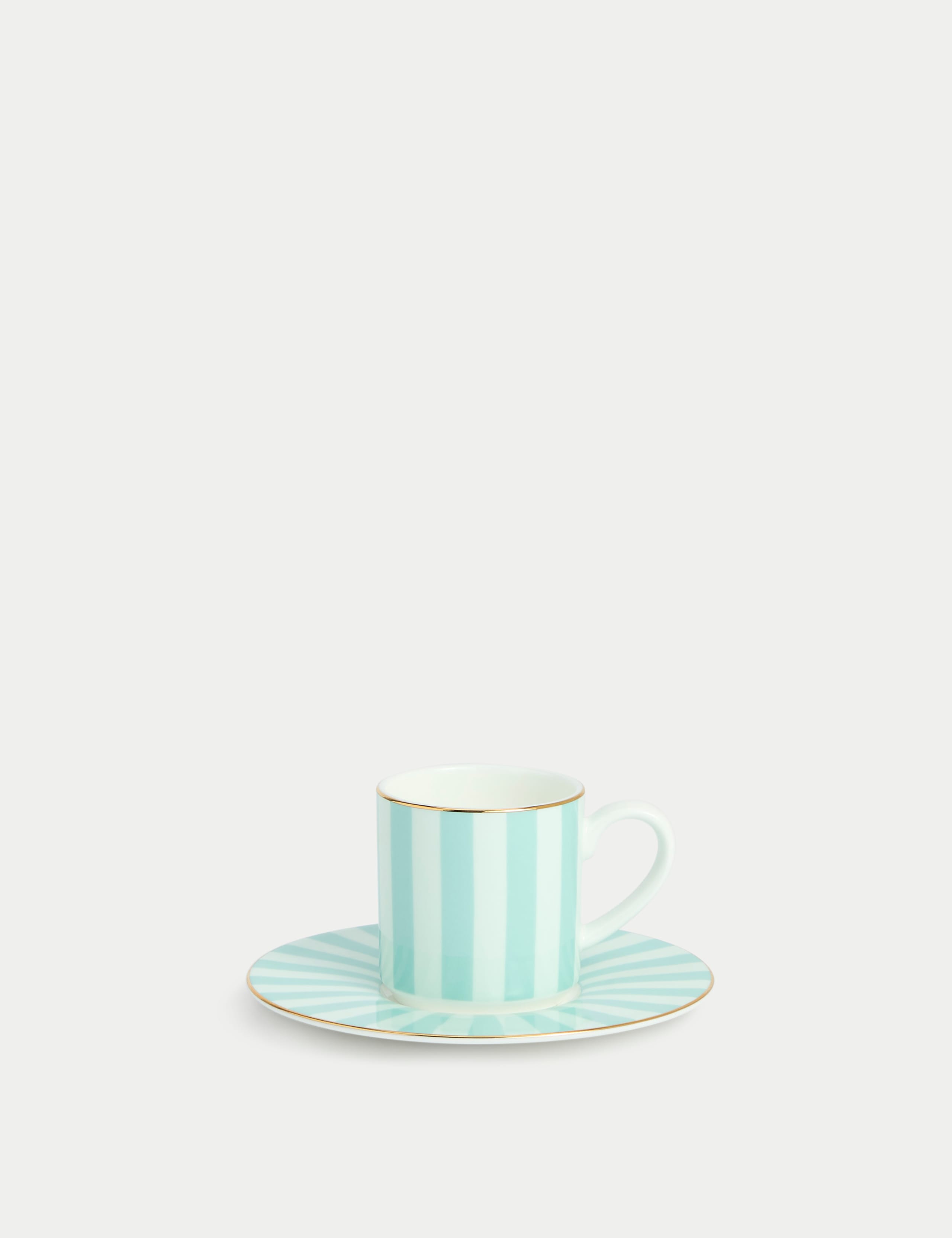 Bone China Striped Espresso Cup & Saucer