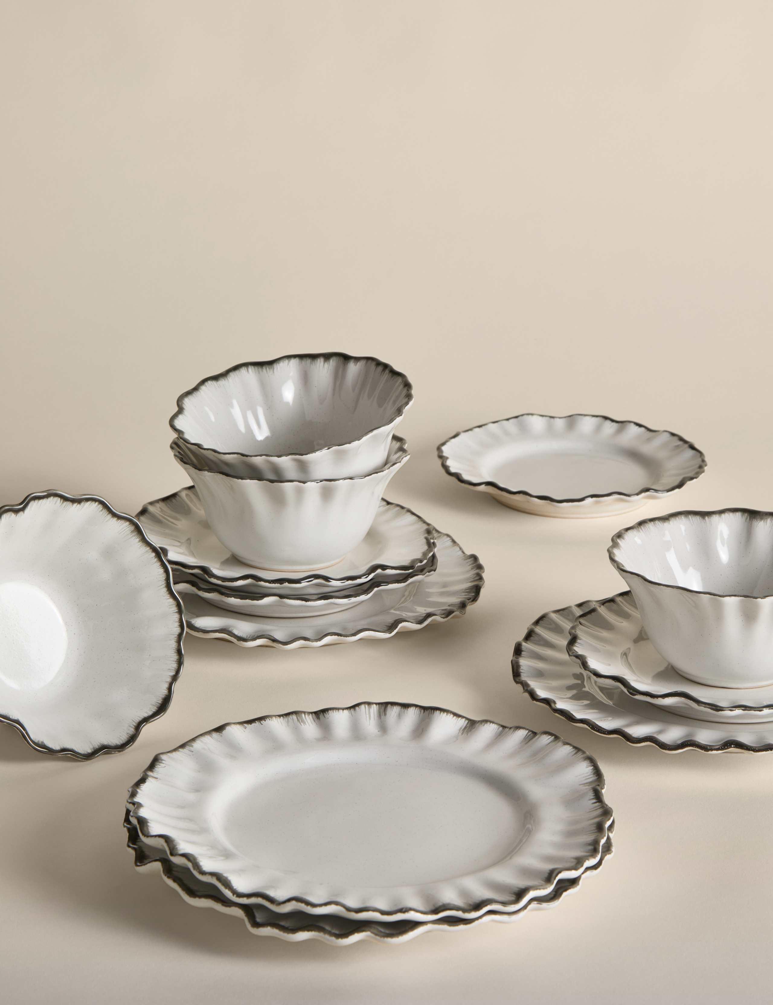 12 Piece Ruffle Dinner Set