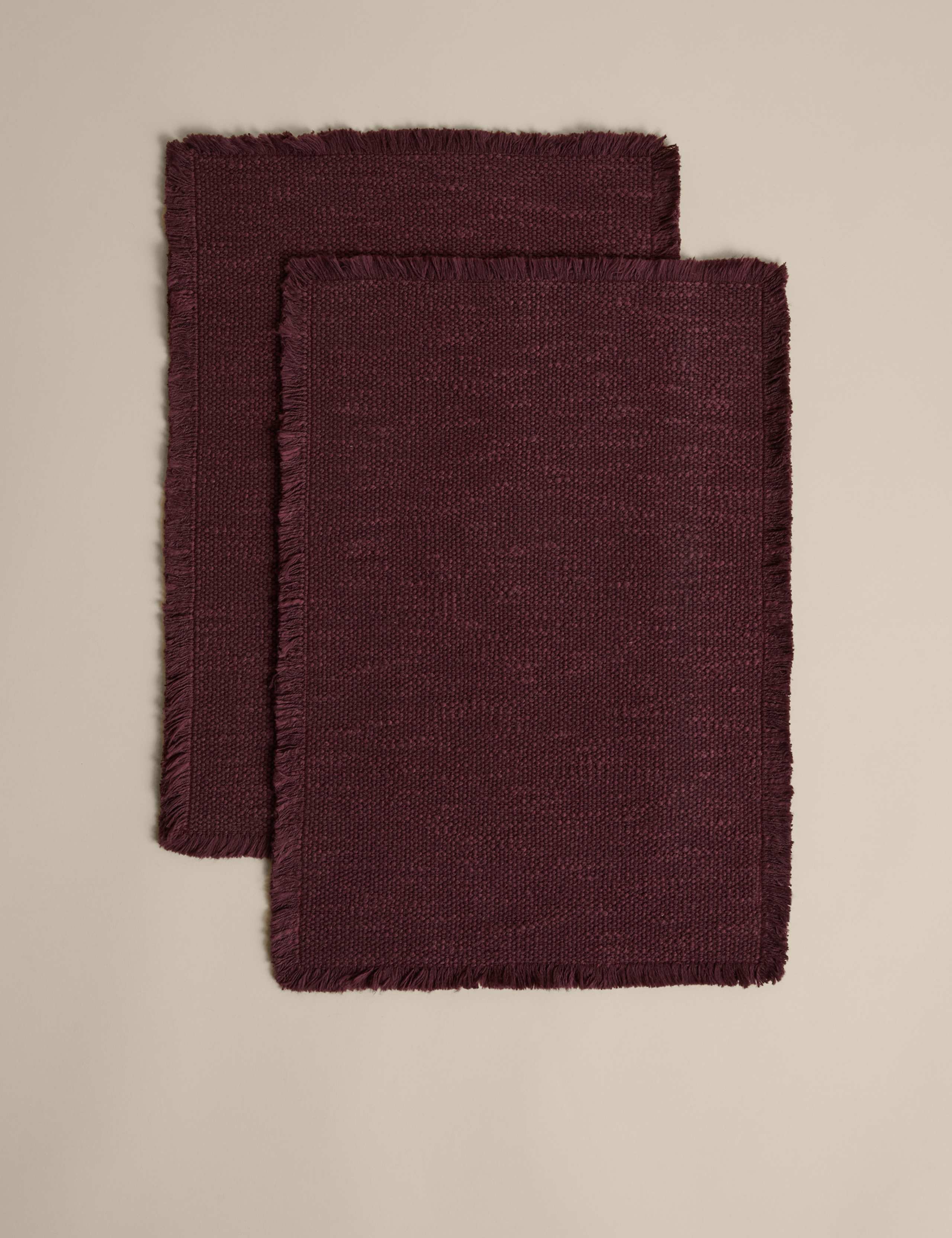 Set Of 2 Pure Cotton Frayed Edge Placemats