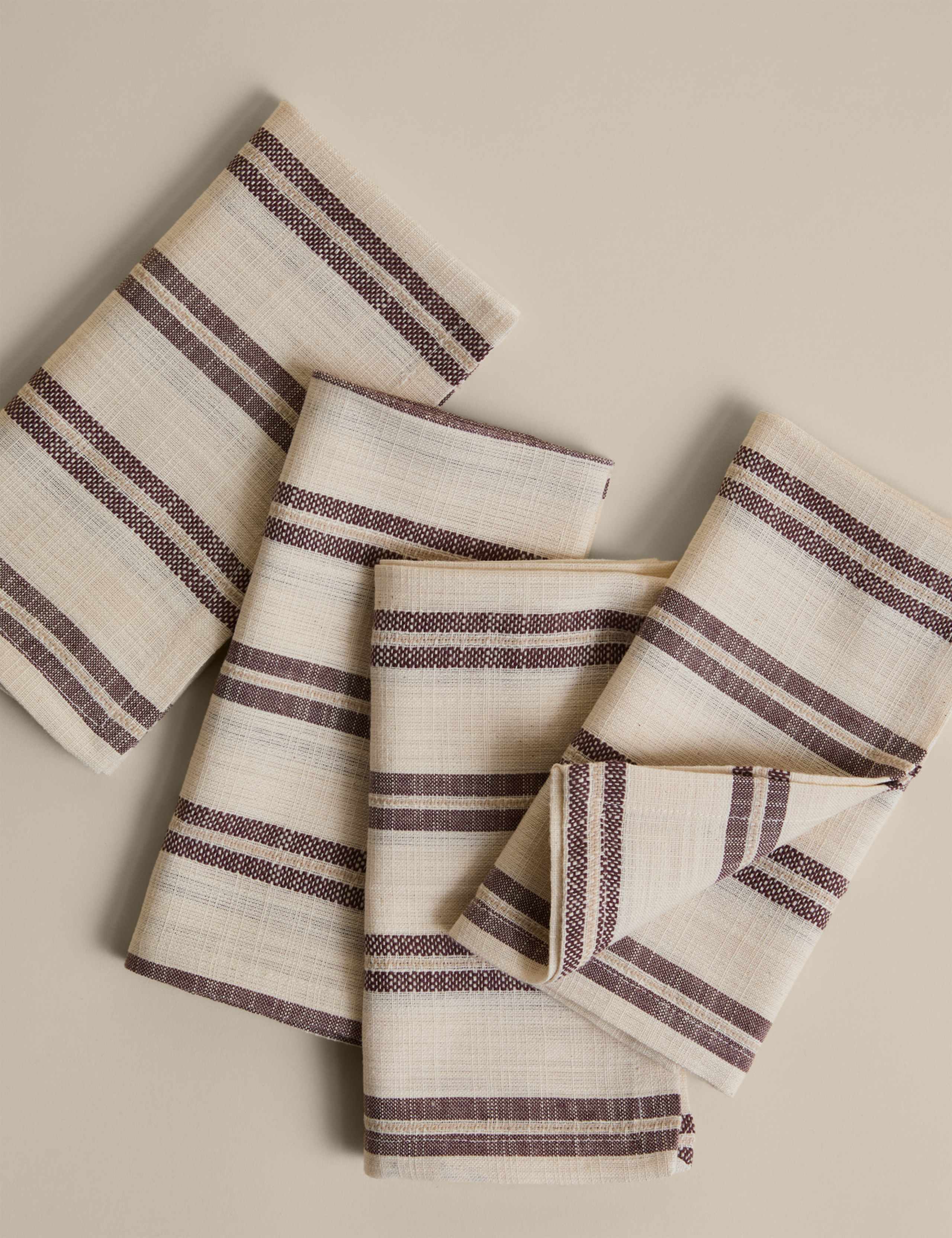 Set of 4 Cotton Rich Striped Napkins