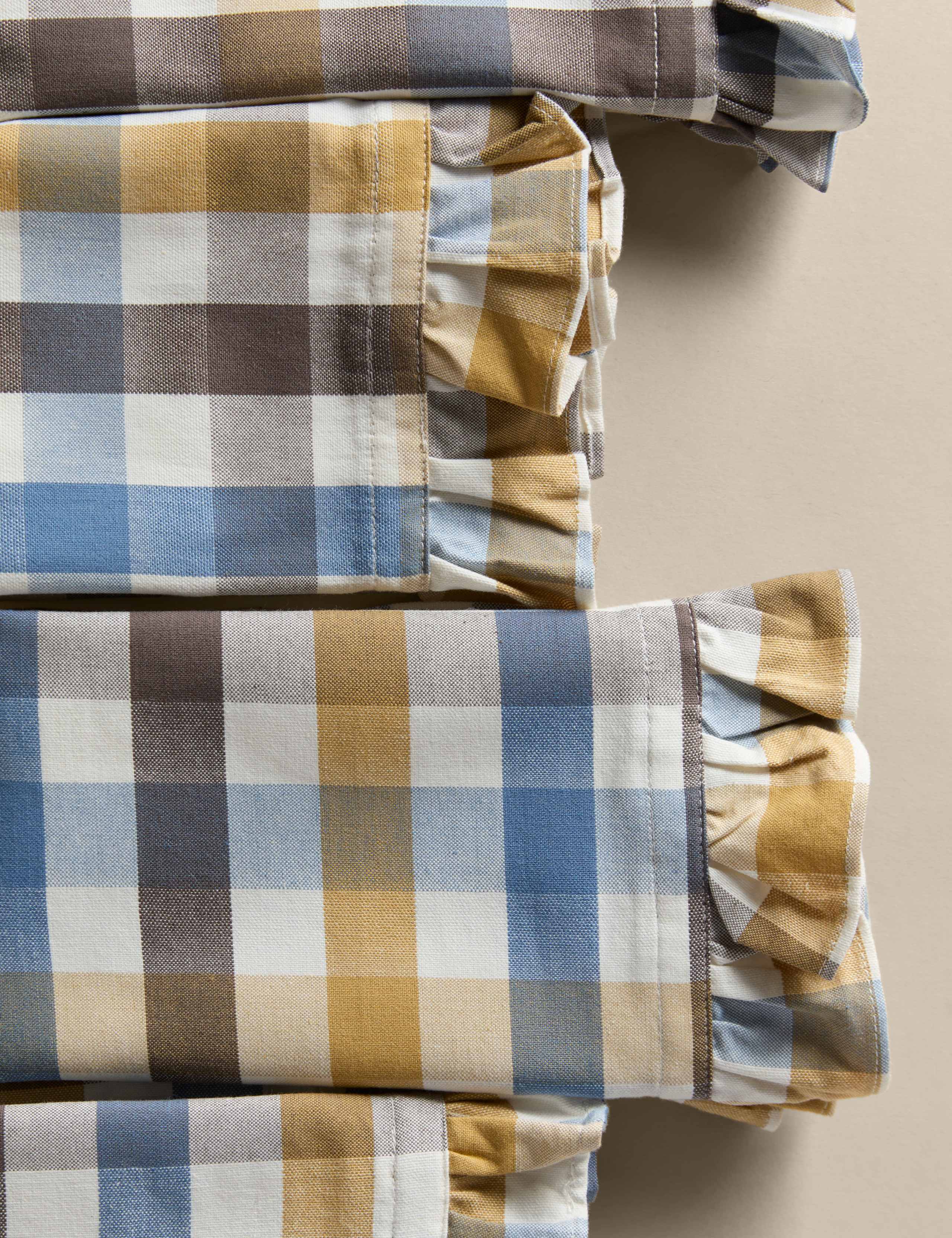 Set of 4 Cotton with Linen Ruffle Gingham Napkins