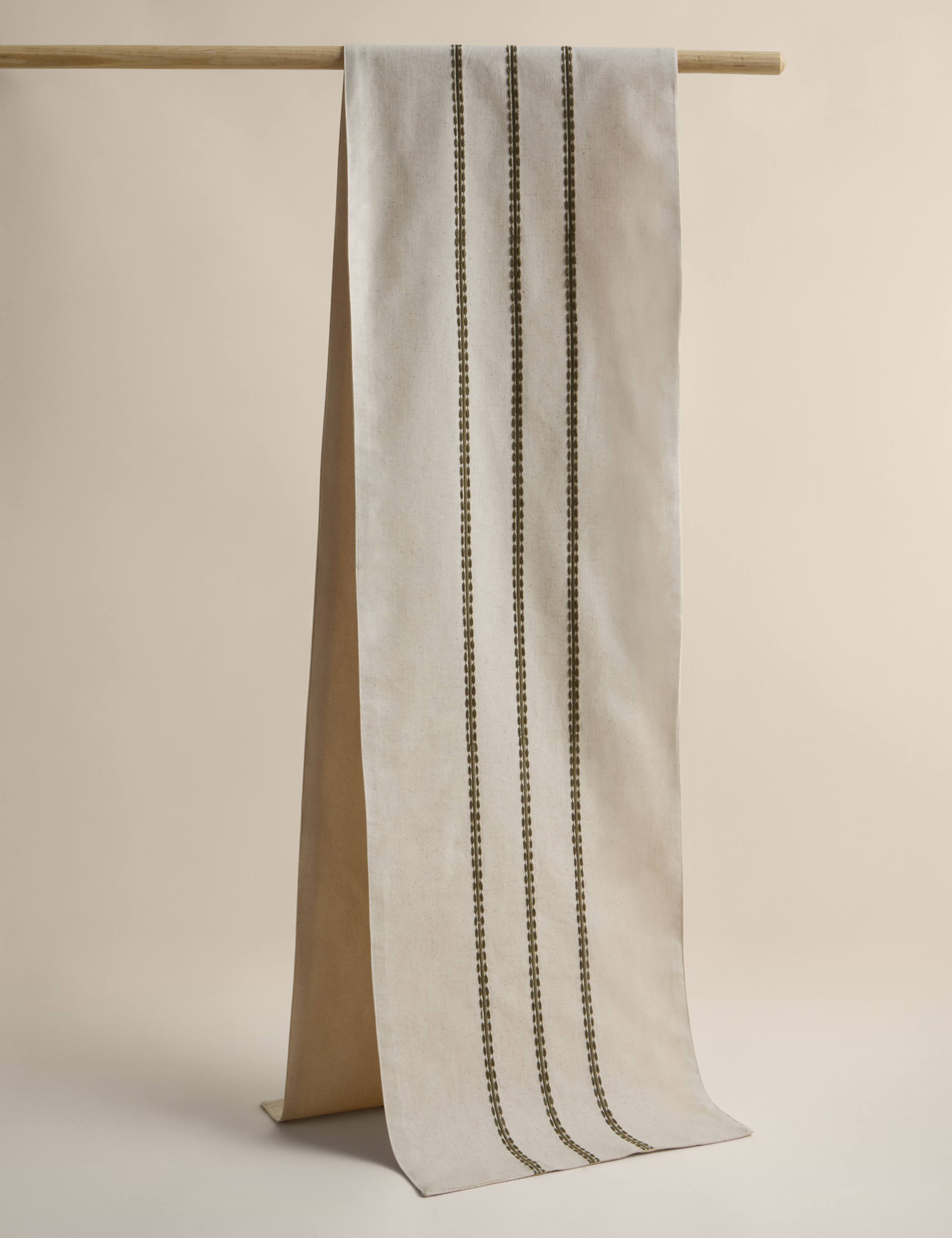 Cotton Rich Striped Table Runner with Linen