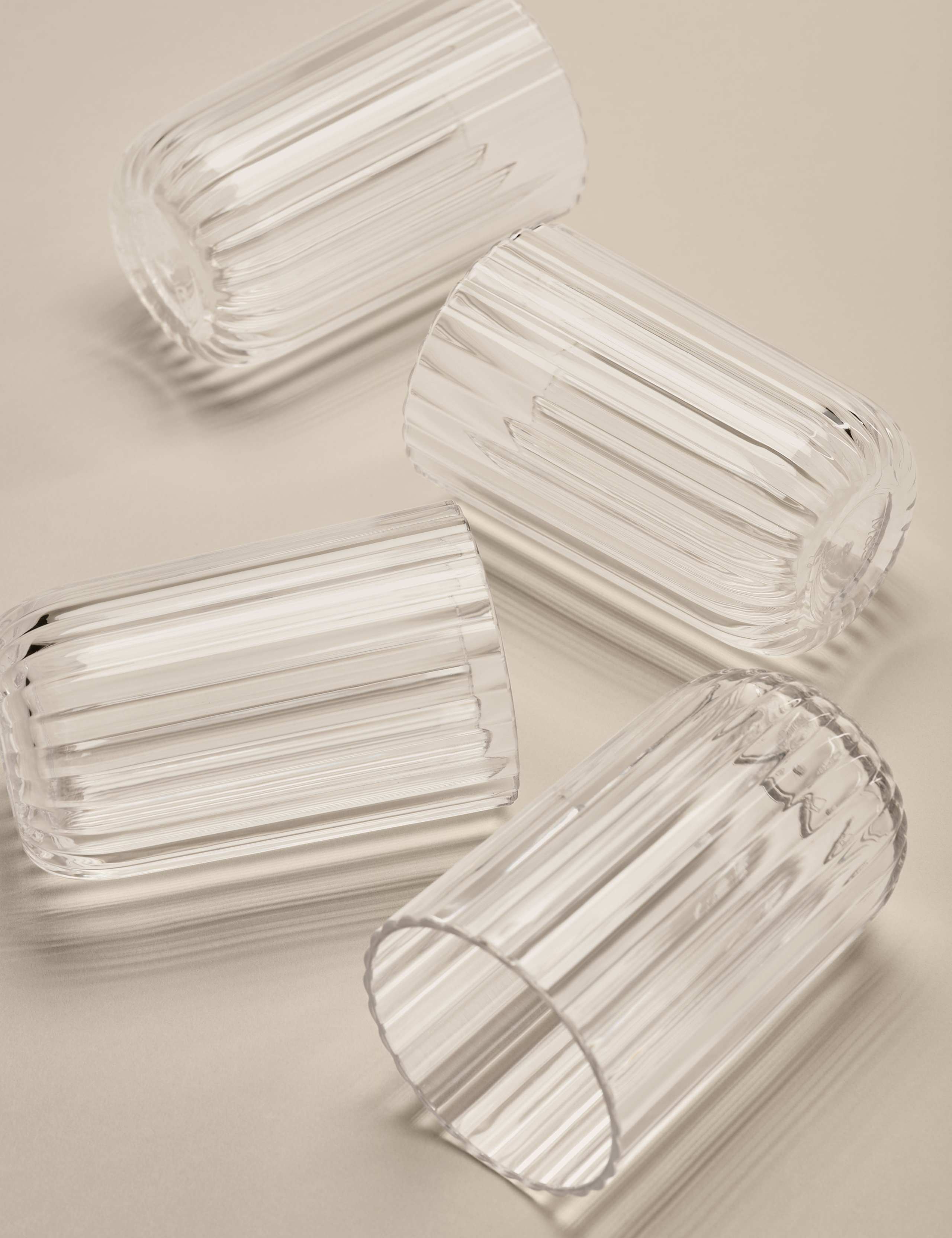 Set of 4 Ribbed Picnic Hi Ball Glasses