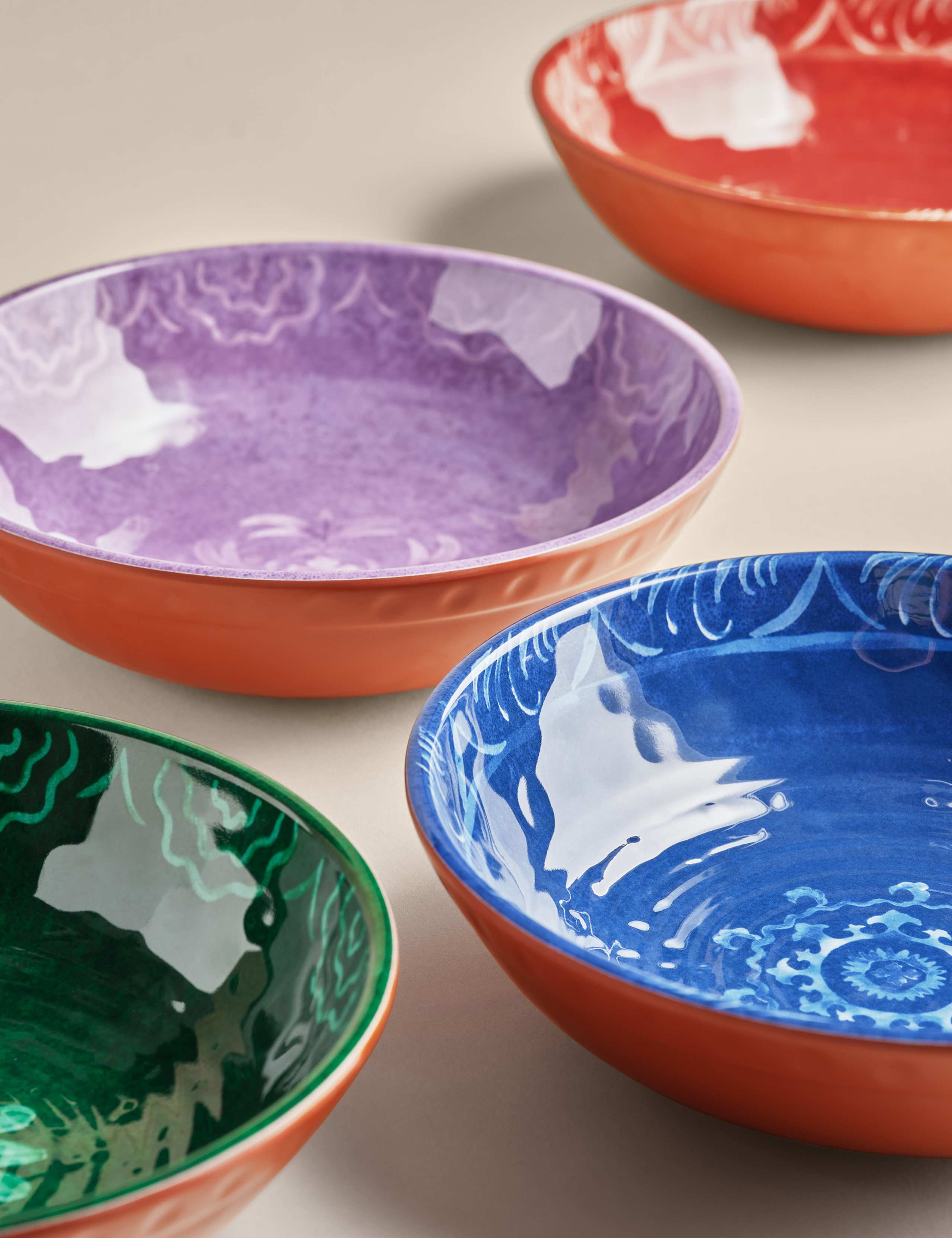 Set of 4 Boho Picnic Pasta Bowls