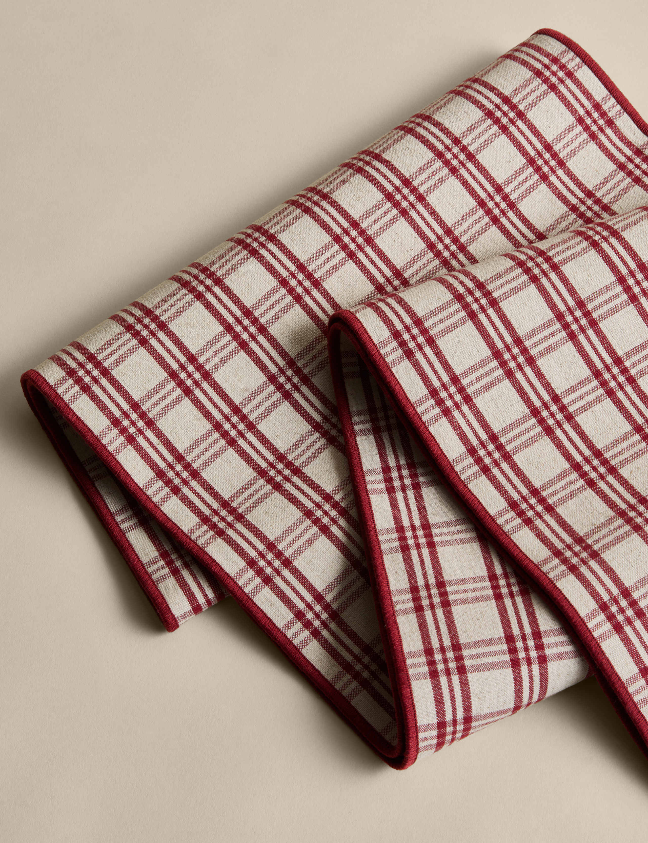 Cotton Rich Checked Table Runner