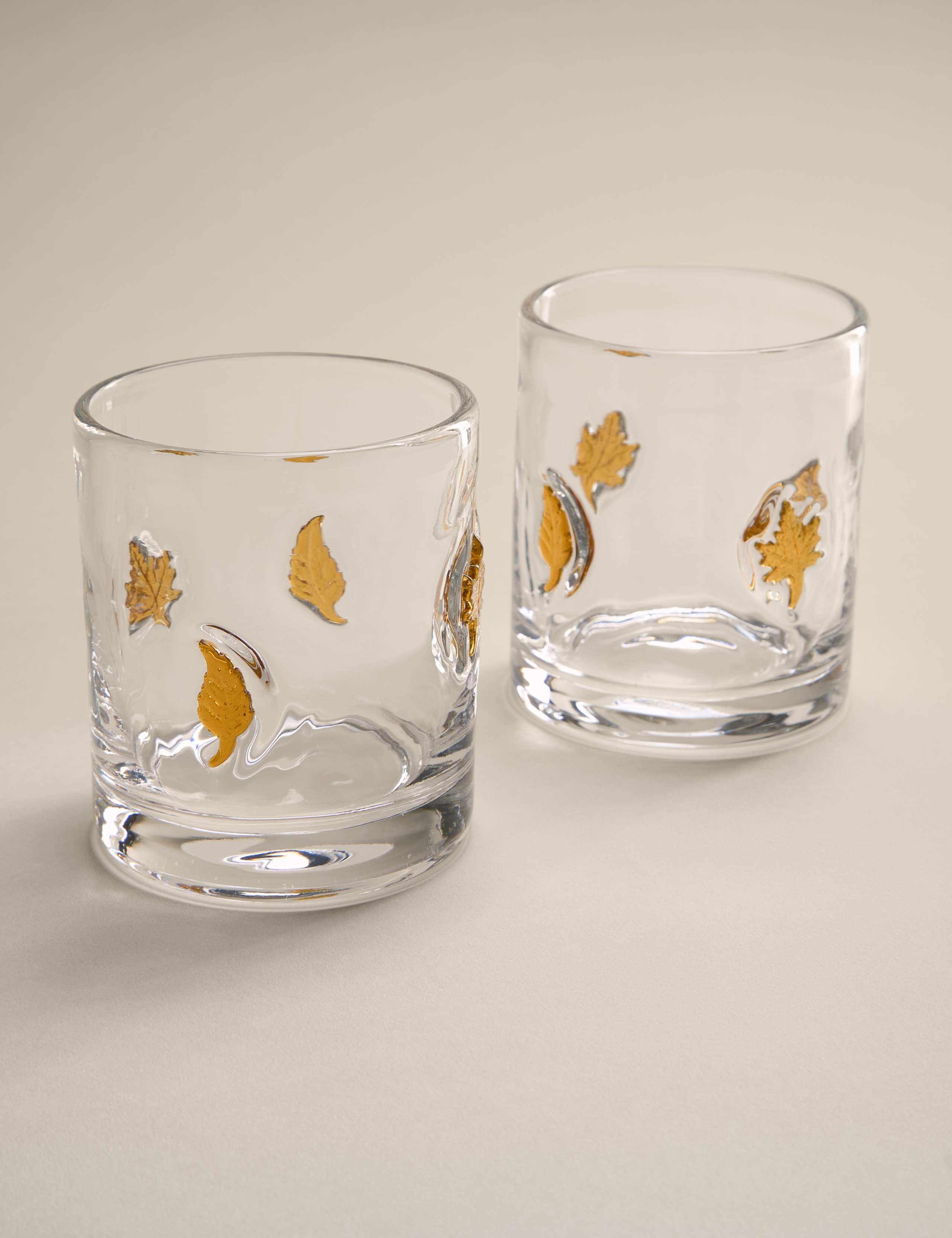 2pk Maple Leaf Glass Tumblers
