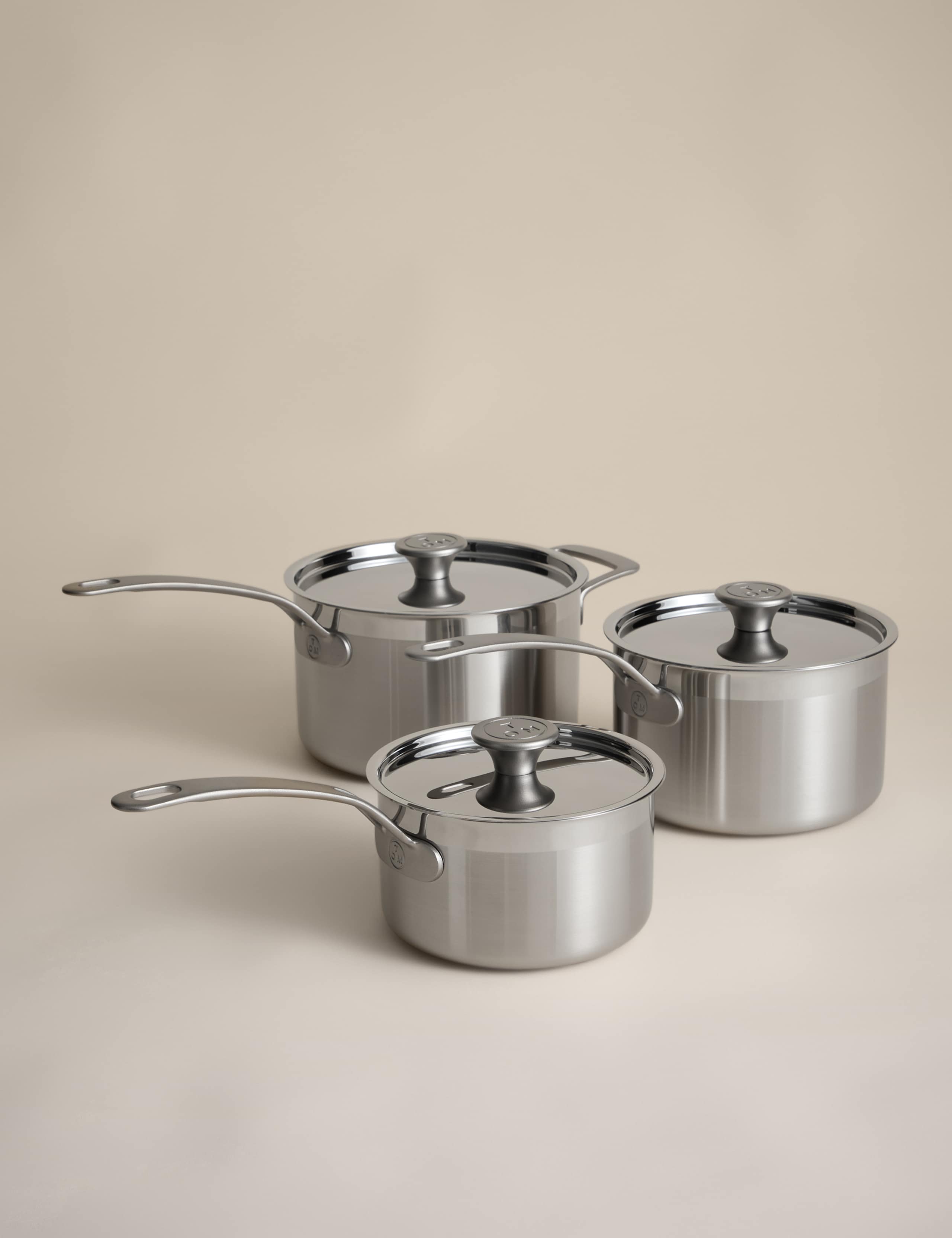3 Piece Stainless Steel Saucepan Set