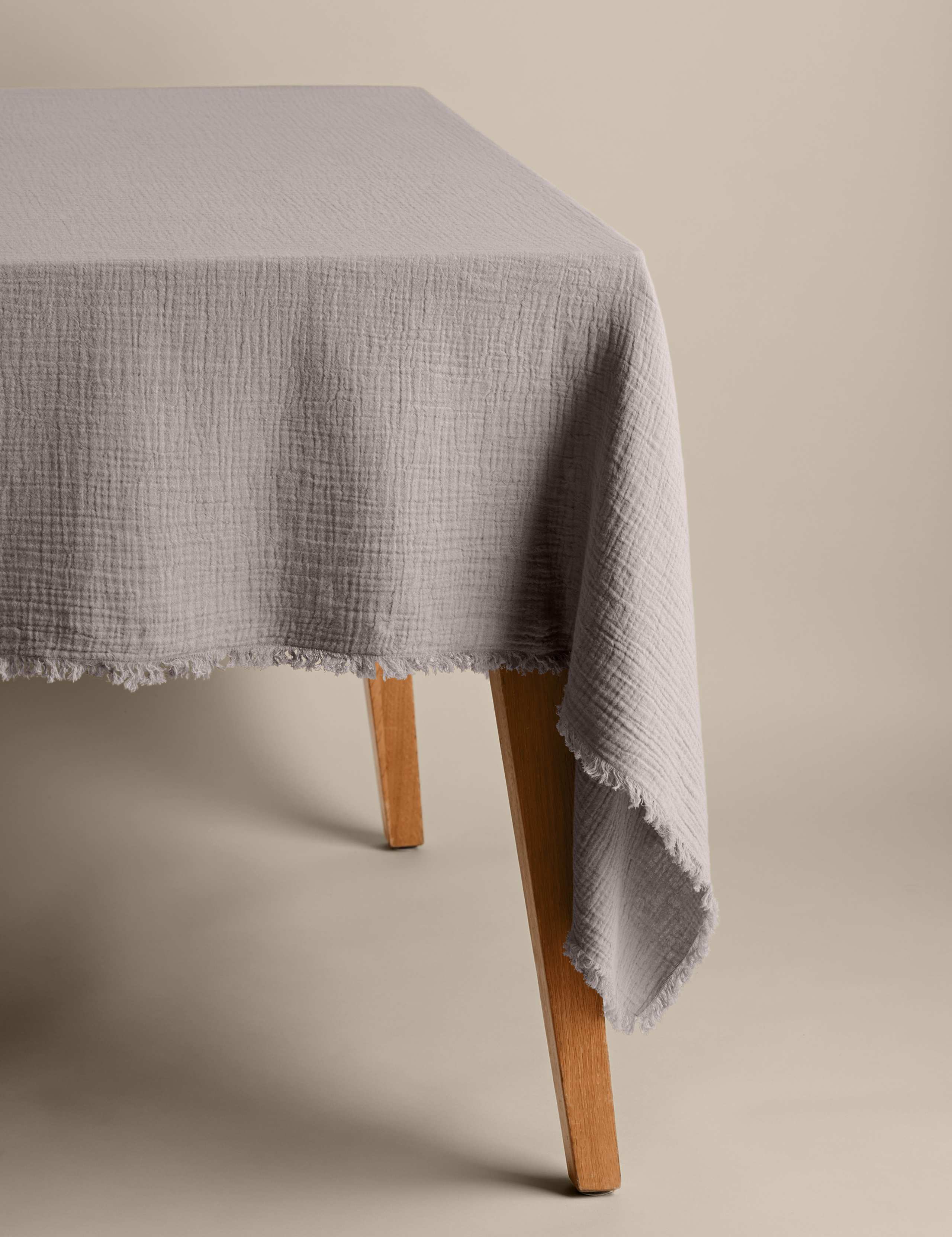Pure Cotton Frayed Edge Muslin Tablecloth
