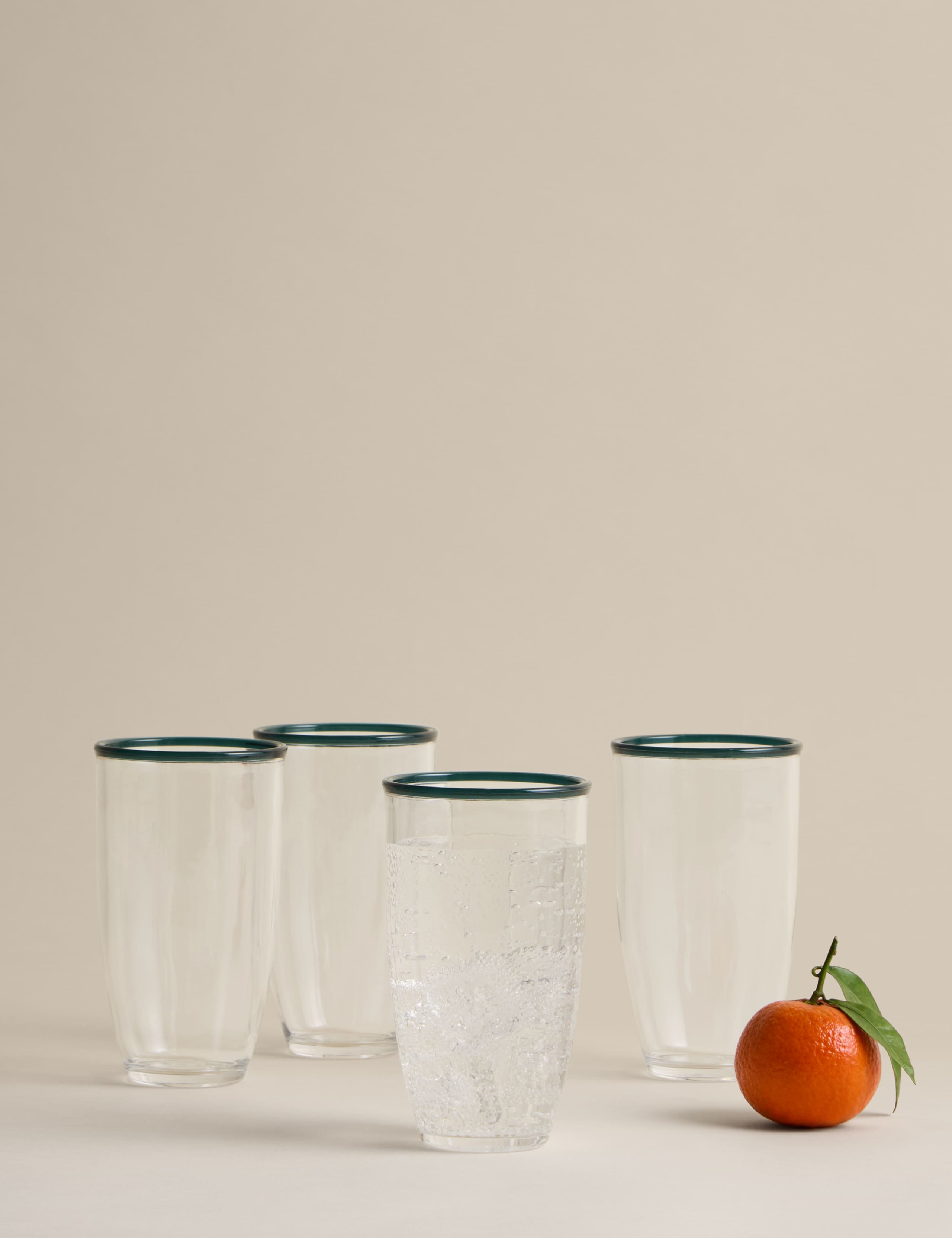 Set of 4 Contrast Rim Acrylic Picnic Hi Balls