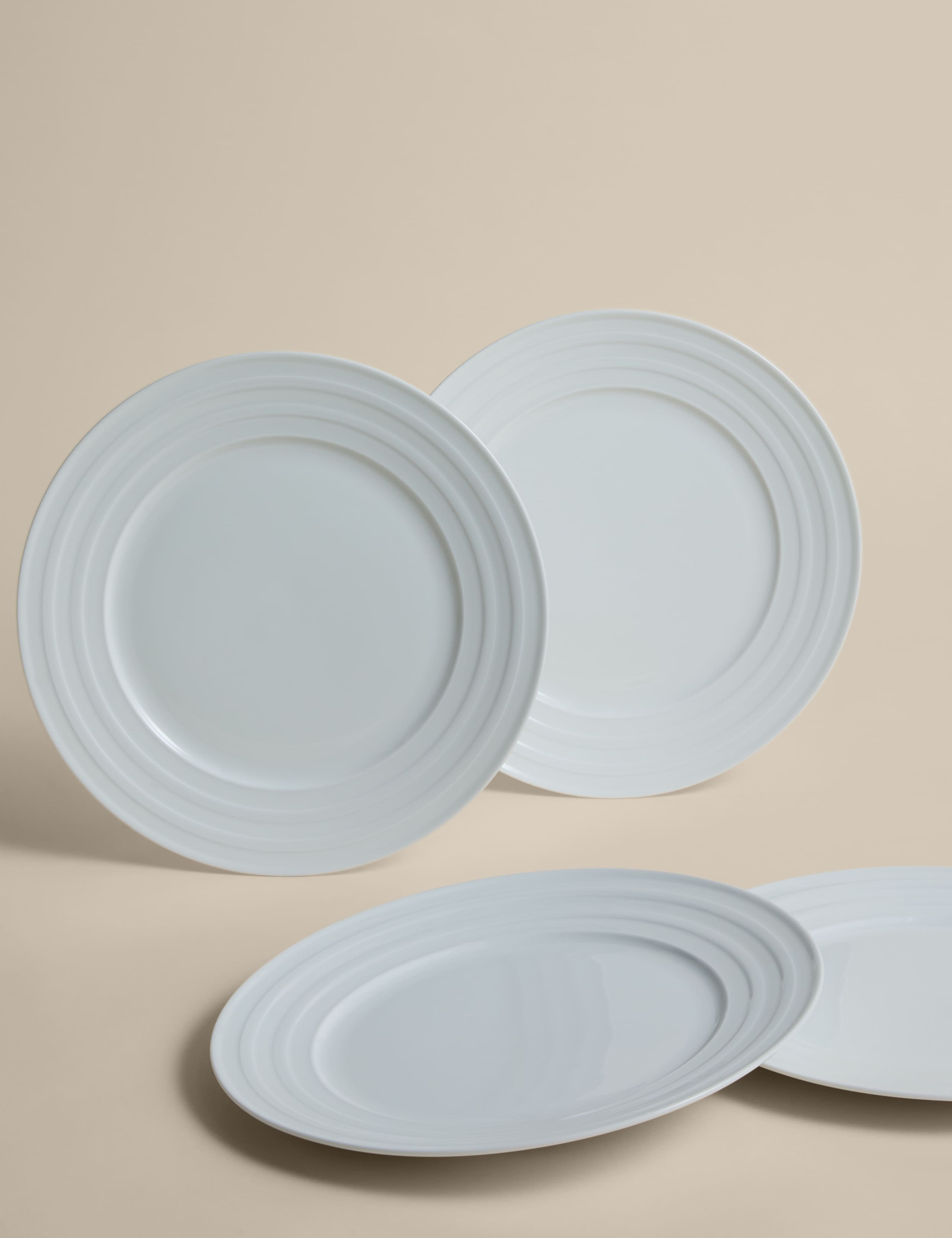 Set of 4 Burford Embossed Rim Dinner Plates