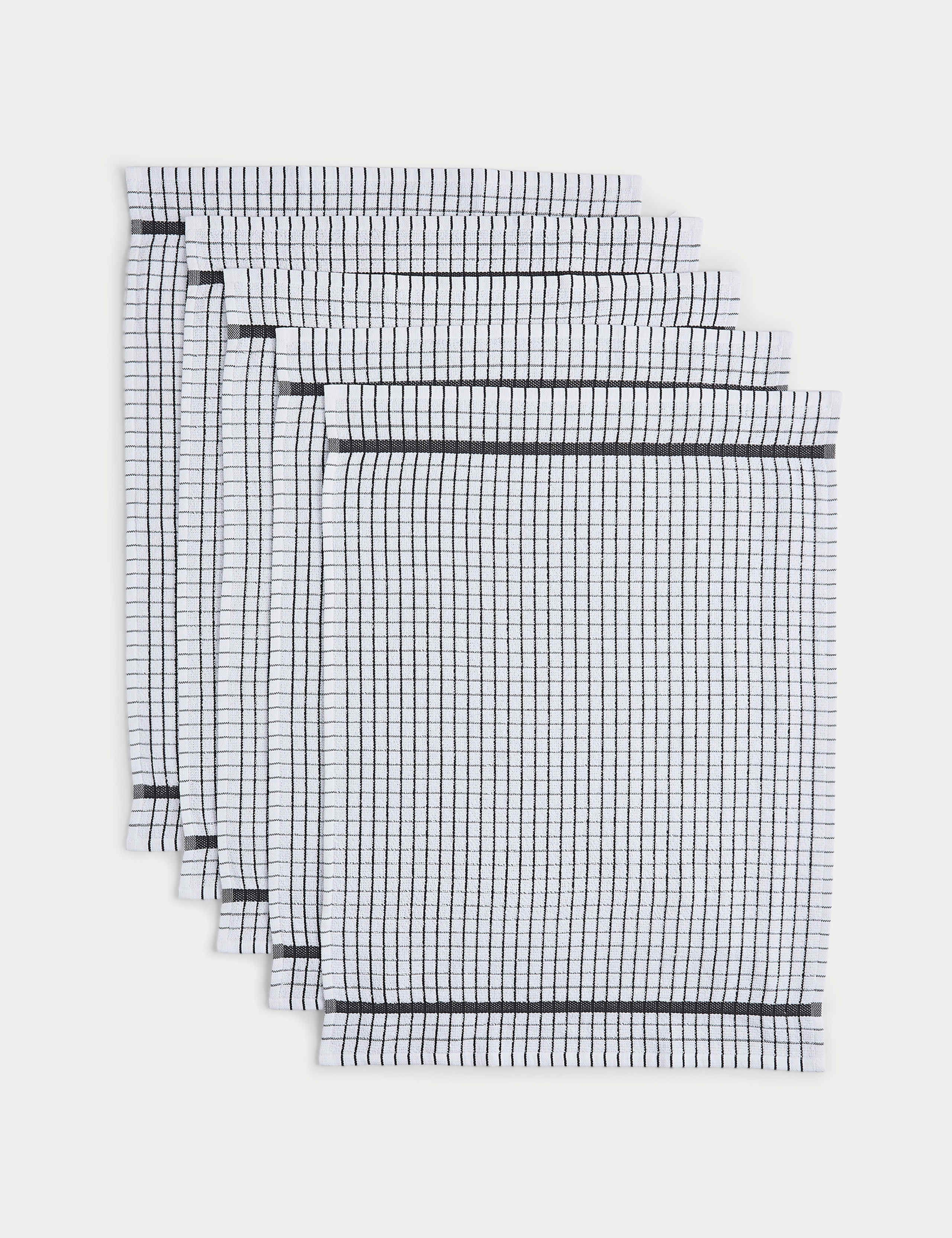 Set of 5 Checked Terry Tea Towels