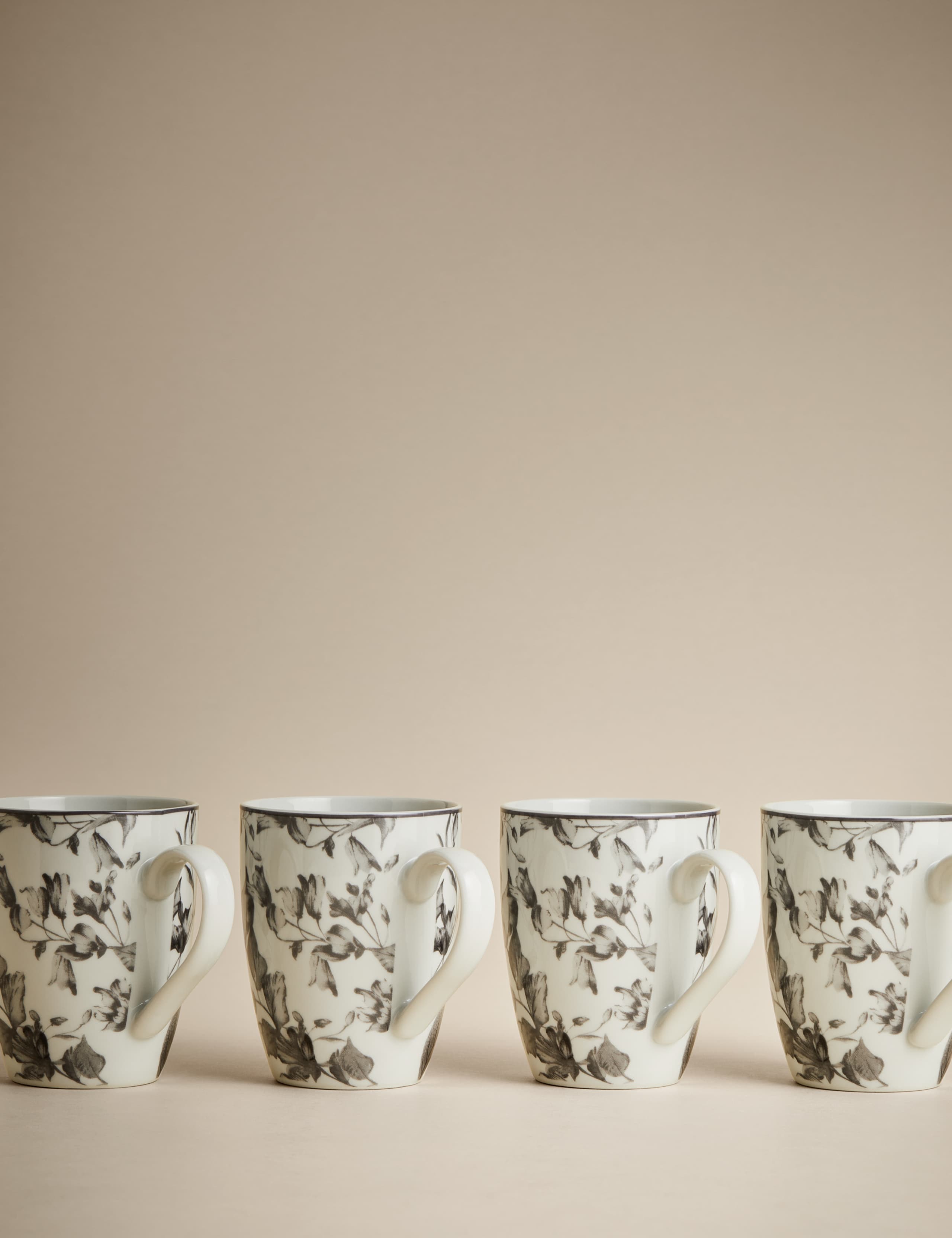 Set of 4 Floral Mugs