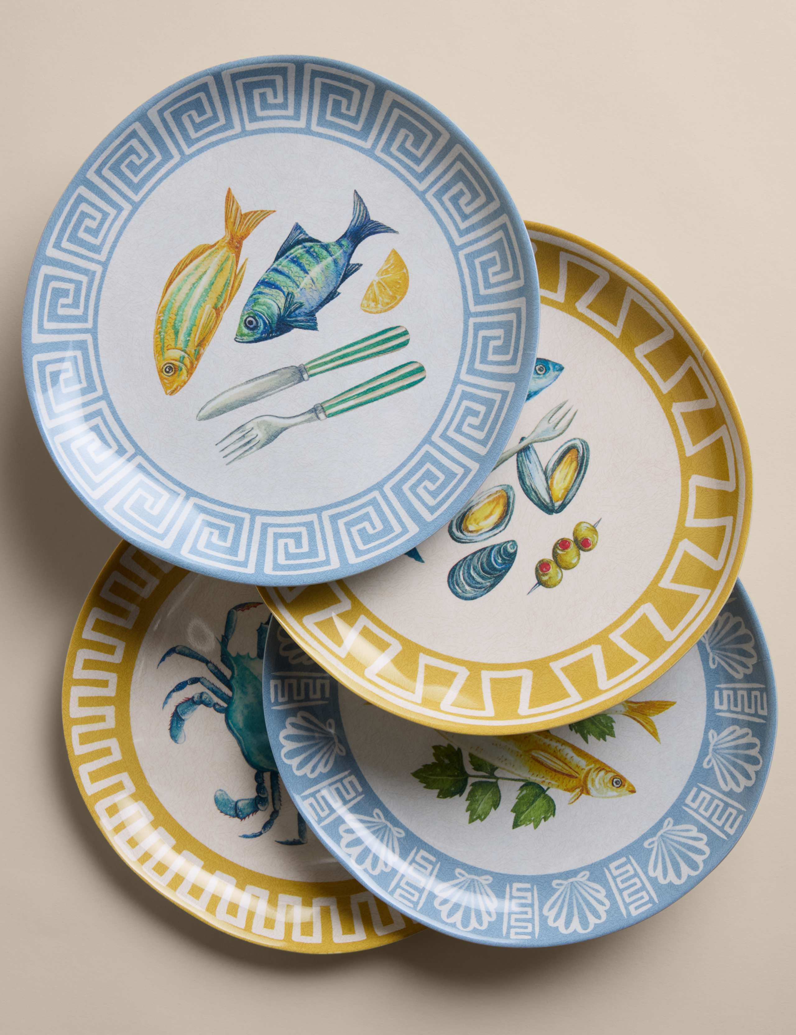 Set of 4 Coastal Icon Melamine Side Plates