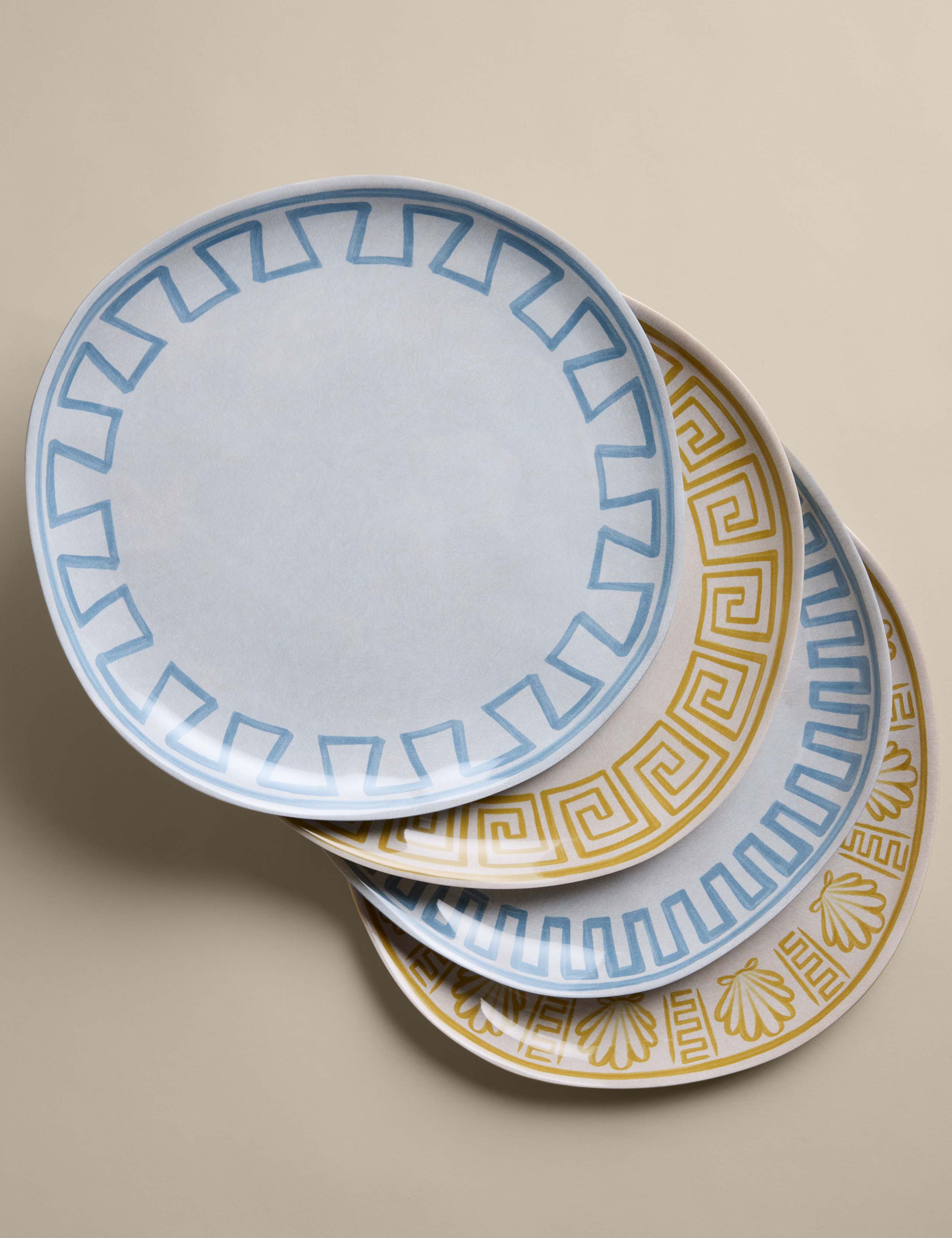 Set of 4 Coastal Melamine Picnic Dinner Plates