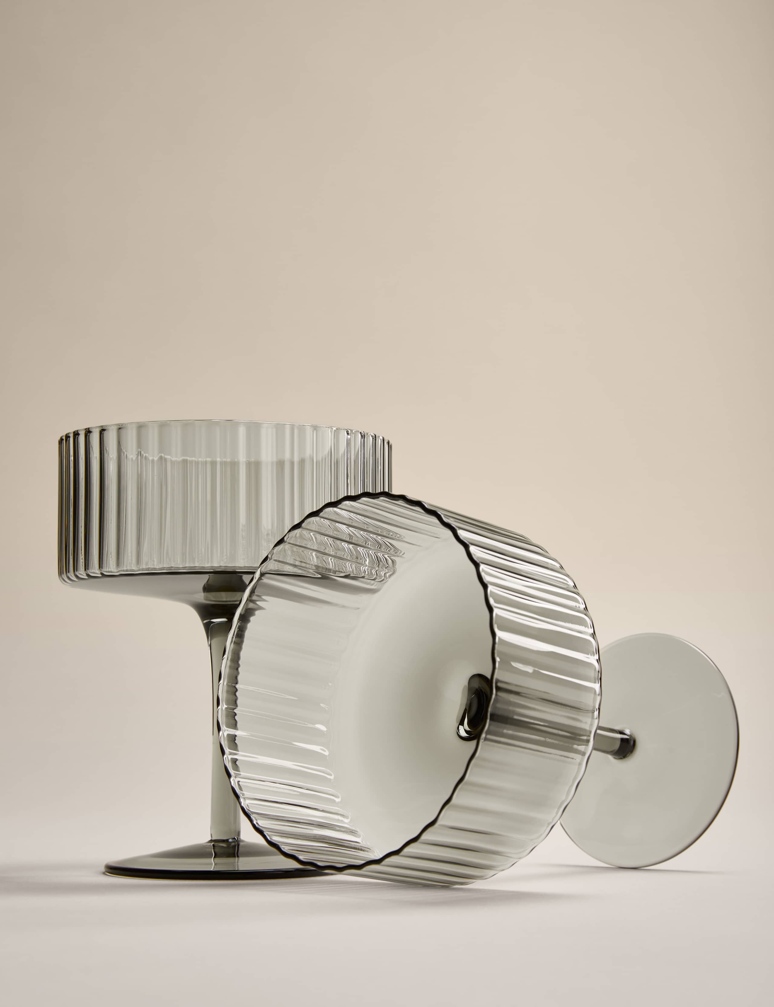Set of 2 Celine Ribbed Champagne Coupes