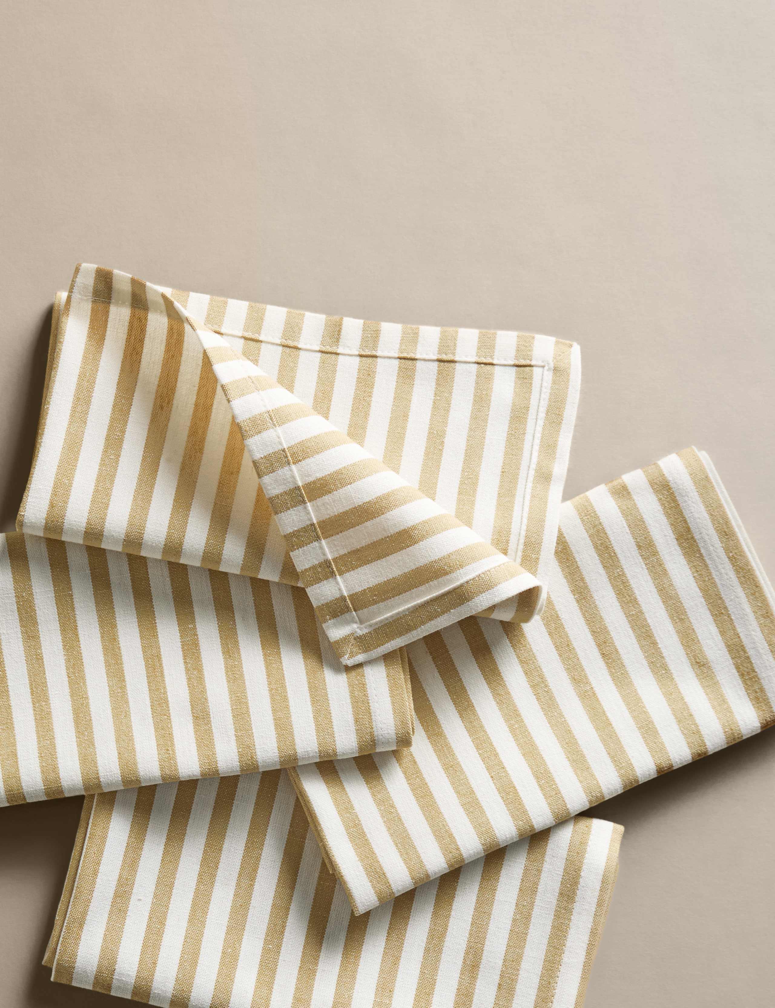 Set of 4 Cotton with Linen Thin Stripe Napkins