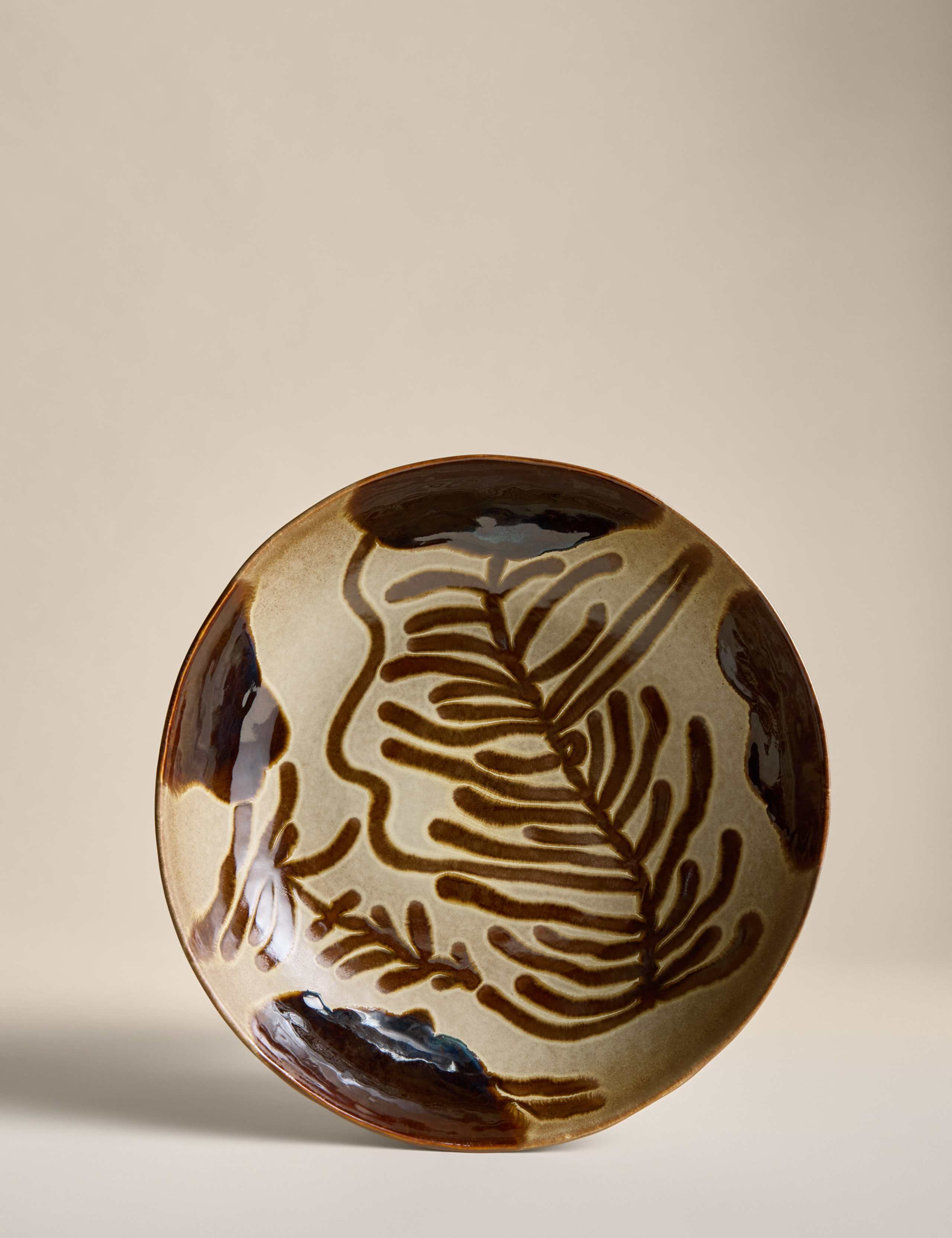 Painterly Large Stoneware Serving Bowl