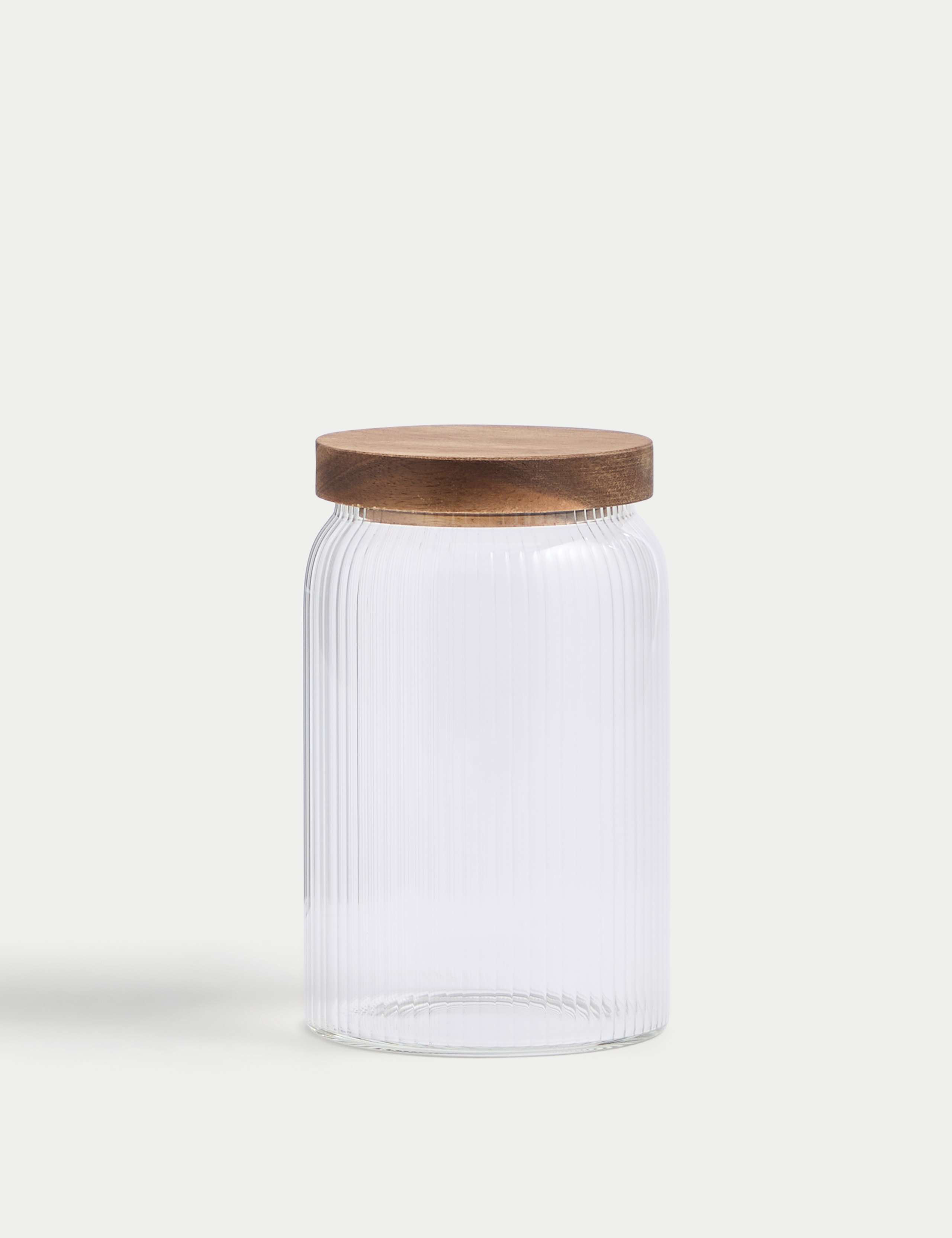 Medium Ribbed Glass Storage Jar