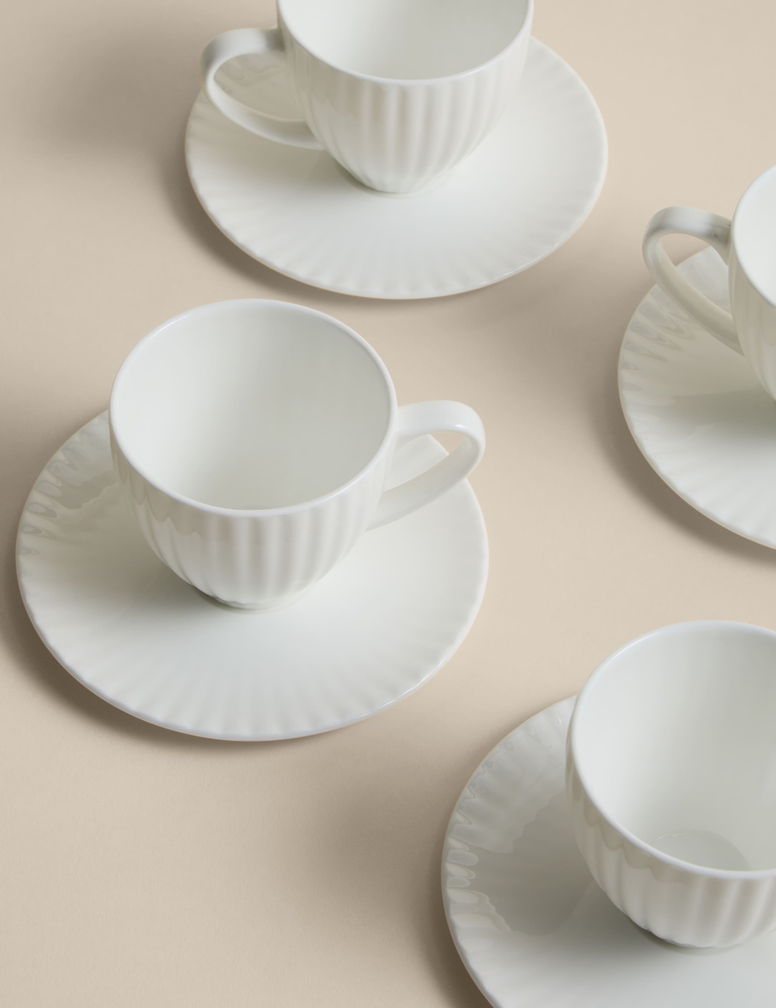 Set of 4 Hampton Fluted Tea Cups