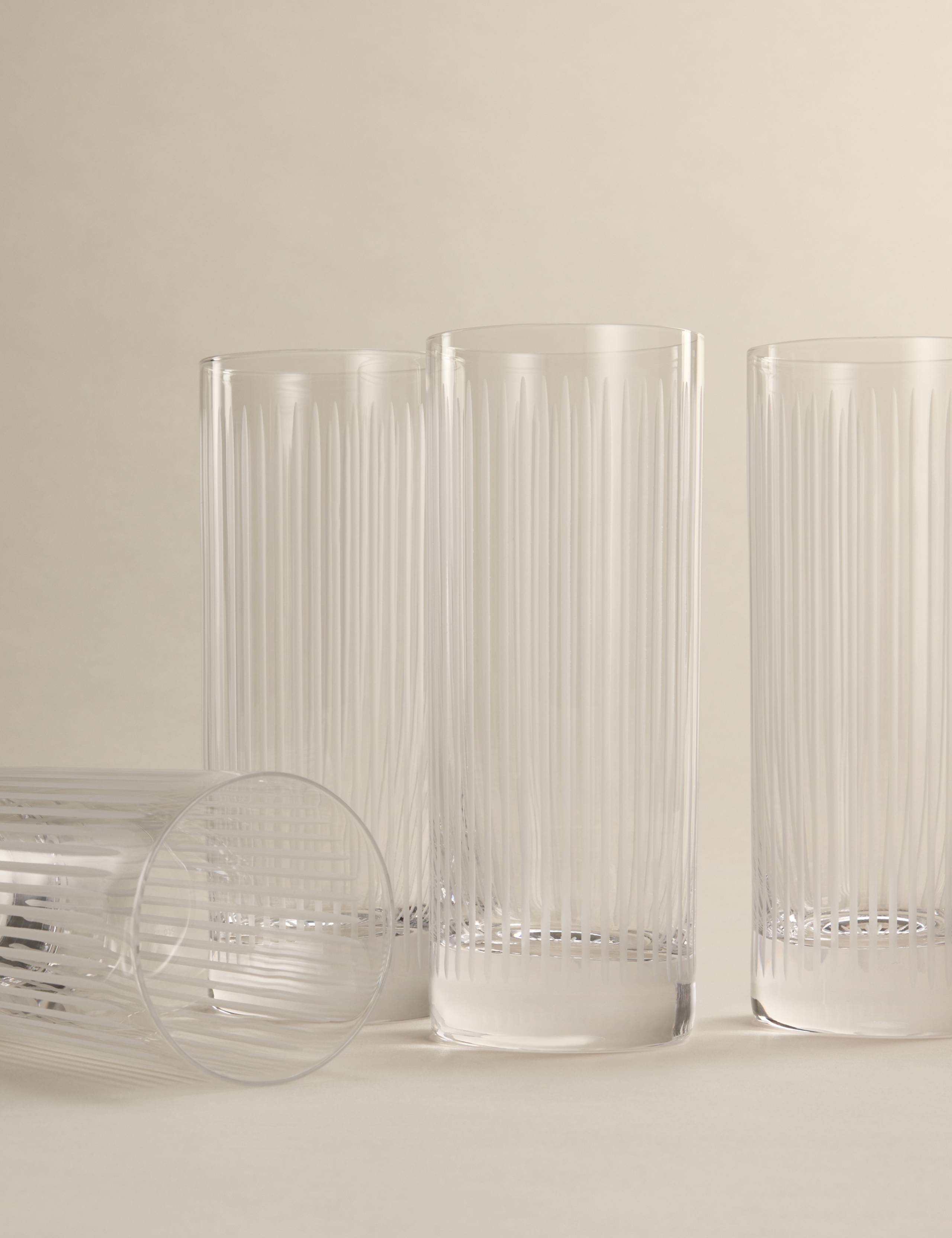 Set of 4 Marais Crystal Hi Ball Glasses